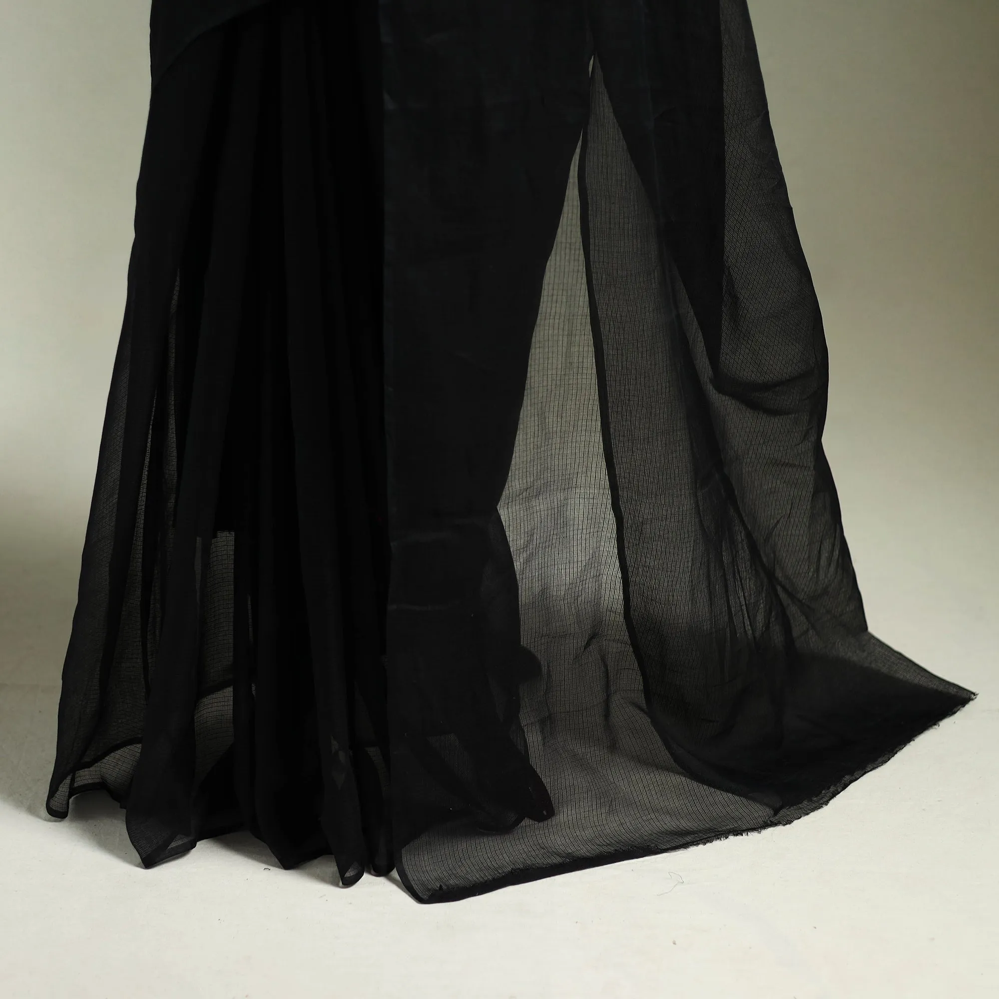 Black - Nazaakat Kota Doria Cotton Plain Saree with Blouse & Jewellery Set 15 sold by Itokri product image thumbnail 4