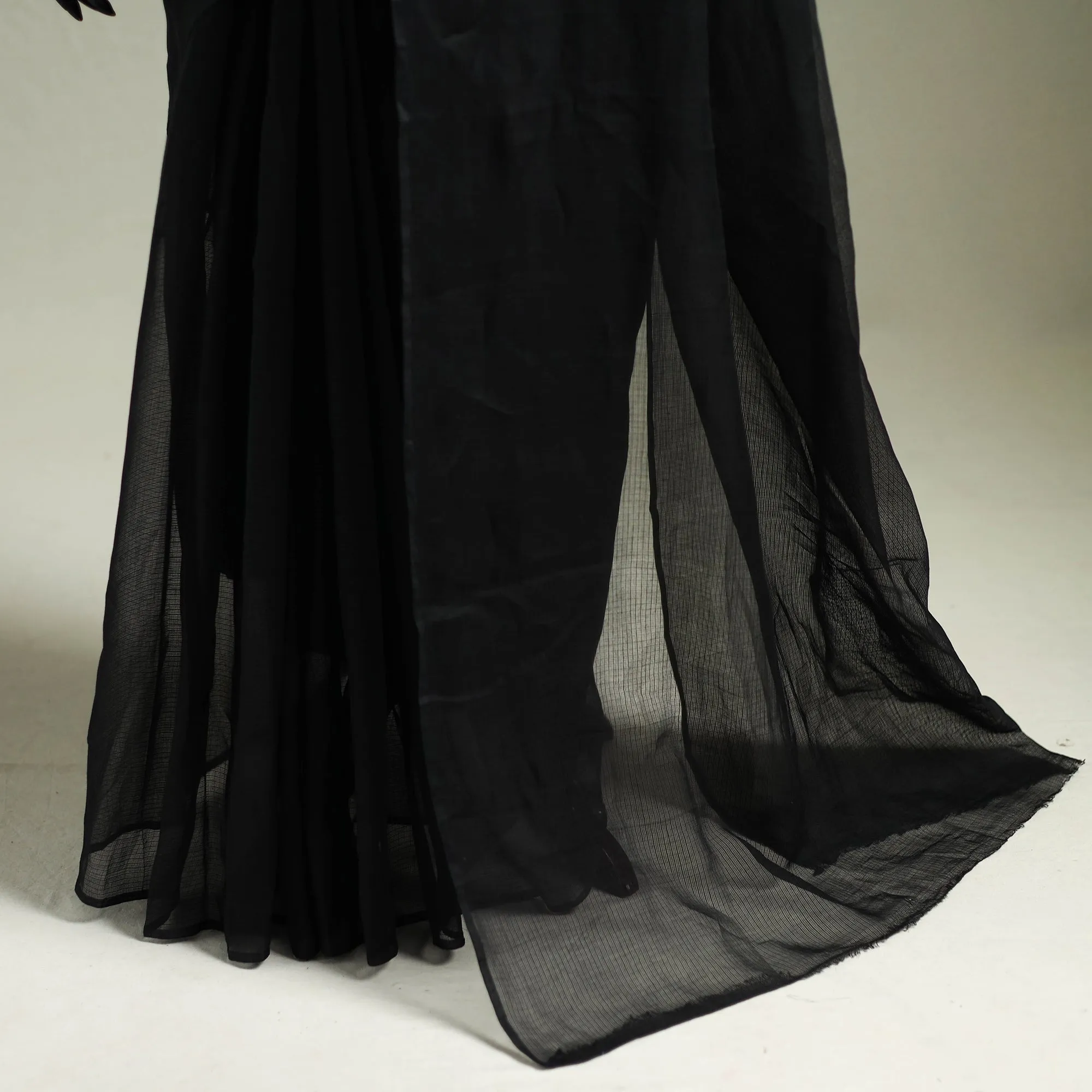 Black - Nazaakat Kota Doria Cotton Plain Saree with Blouse & Jewellery Set 13 sold by Itokri product image thumbnail 4