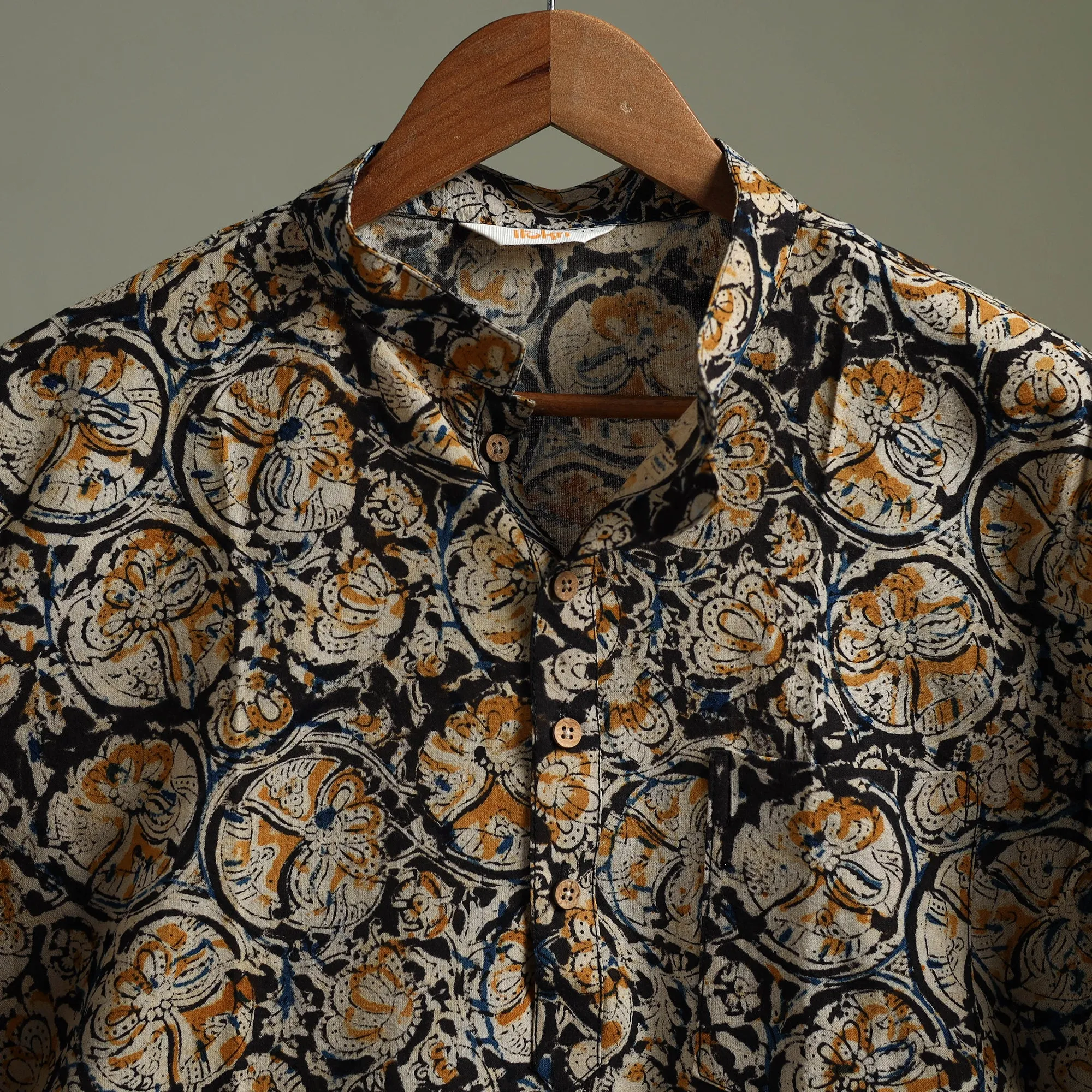 Hand Block Print Natural Dyed Cotton Short Kalamkari Kurta for Men 06 sold by Itokri product image thumbnail 3