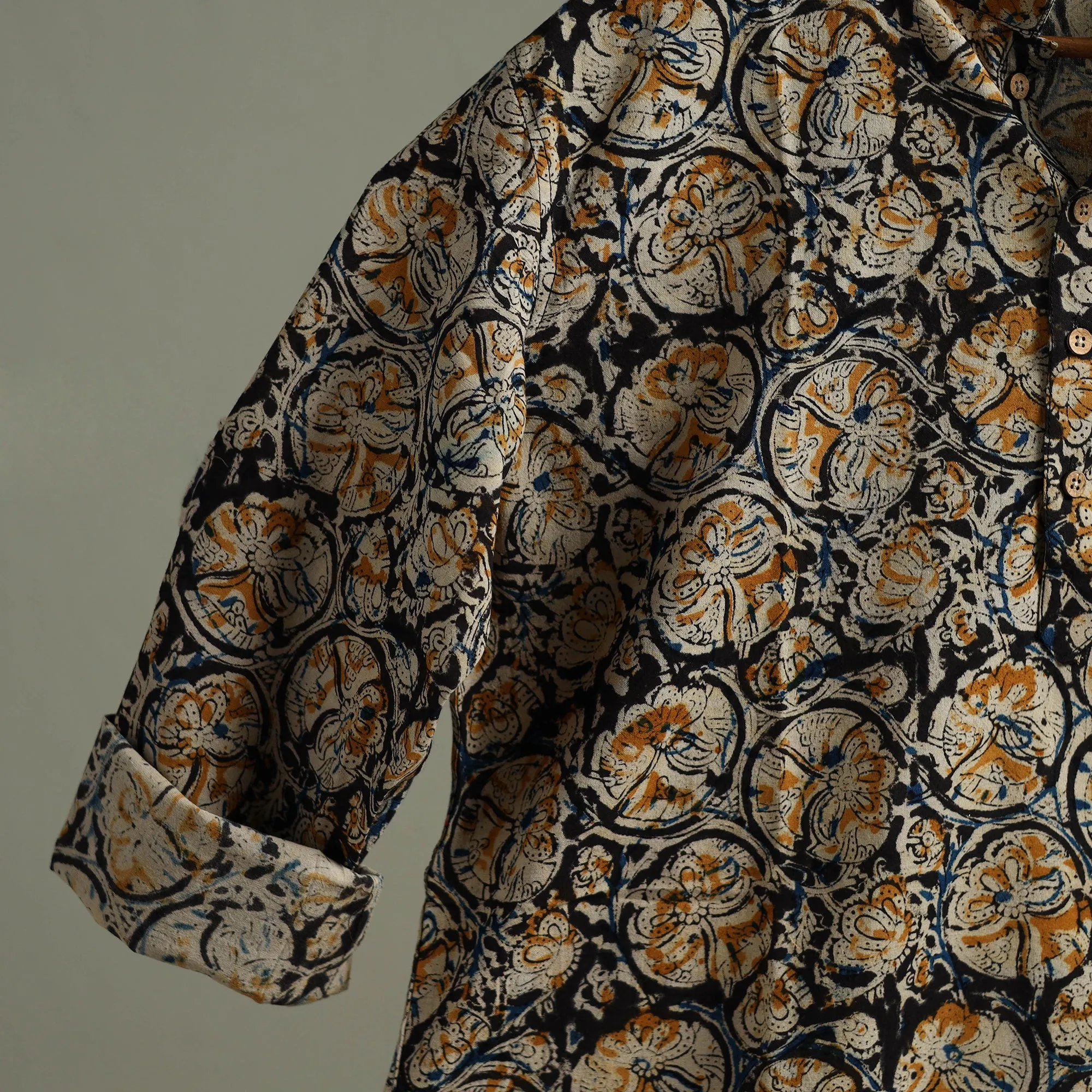 Hand Block Print Natural Dyed Cotton Short Kalamkari Kurta for Men 06 sold by Itokri product image thumbnail 5