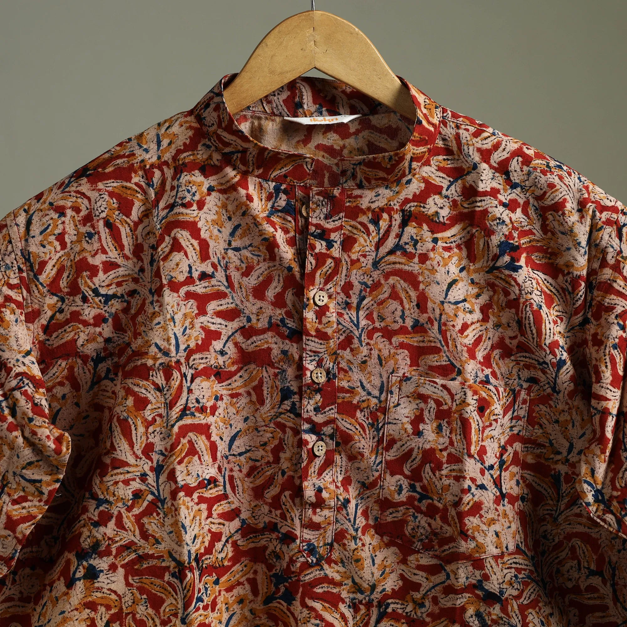 Hand Block Print Natural Dyed Cotton Short Kalamkari Kurta for Men 05 sold by Itokri product image thumbnail 3