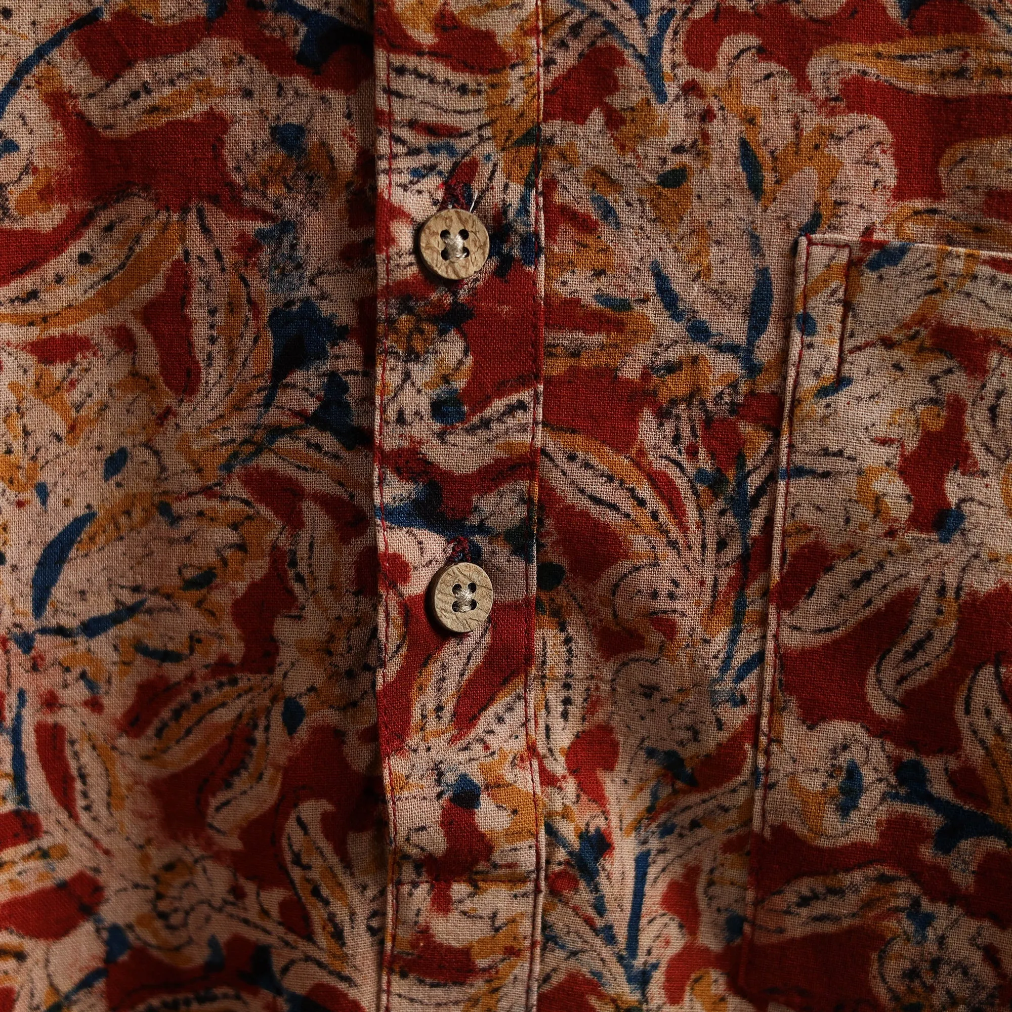 Hand Block Print Natural Dyed Cotton Short Kalamkari Kurta for Men 05 sold by Itokri product image thumbnail 4