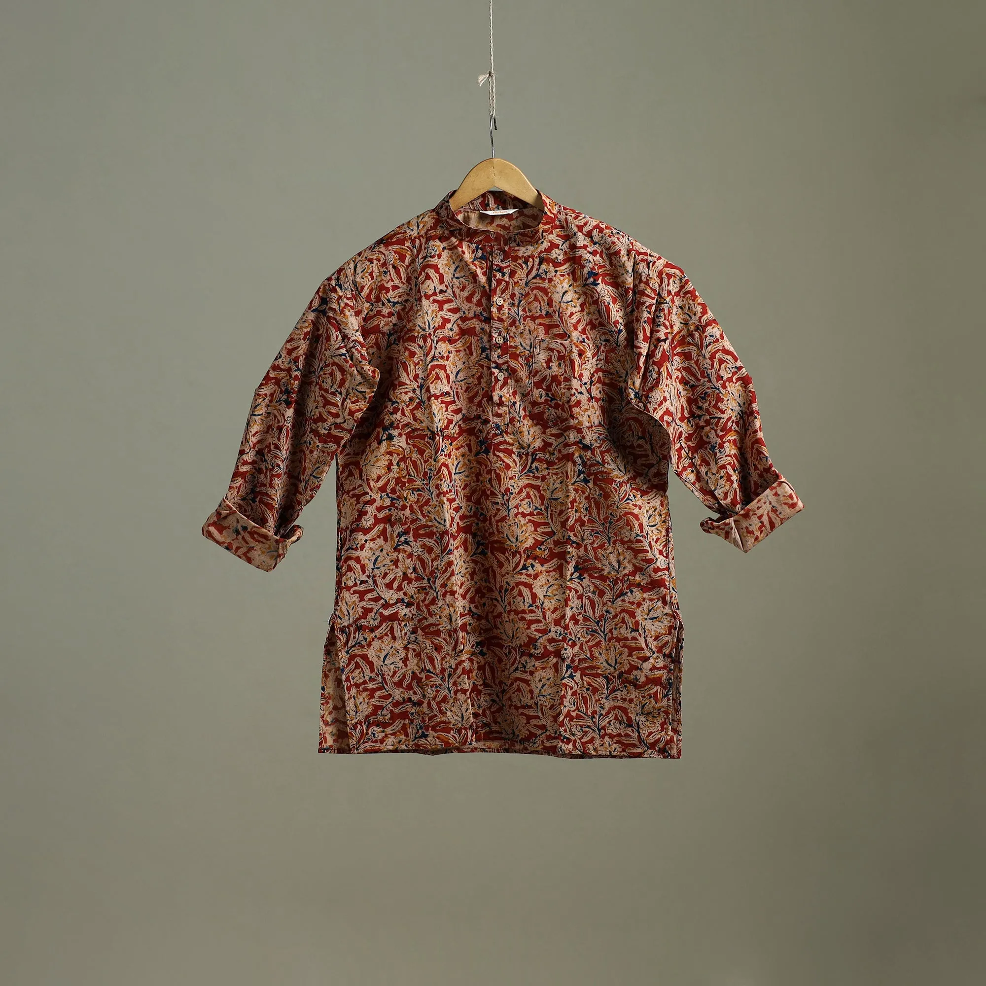 Hand Block Print Natural Dyed Cotton Short Kalamkari Kurta for Men 05 sold by Itokri product image thumbnail 2