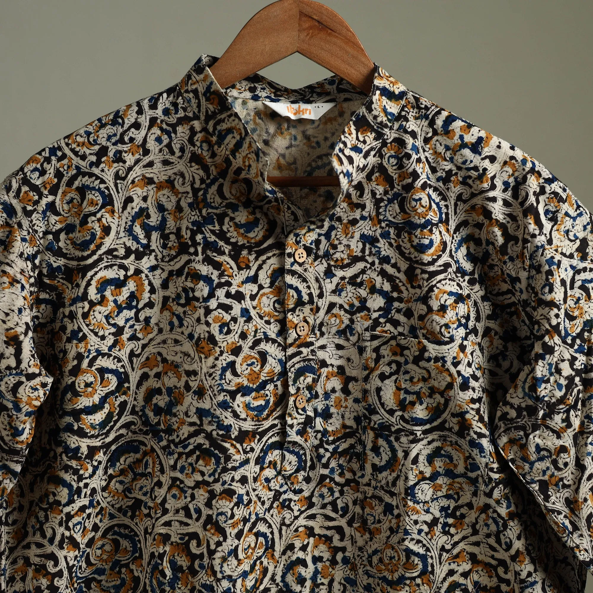 Hand Block Print Natural Dyed Cotton Short Kalamkari Kurta for Men 04 sold by Itokri product image thumbnail 3
