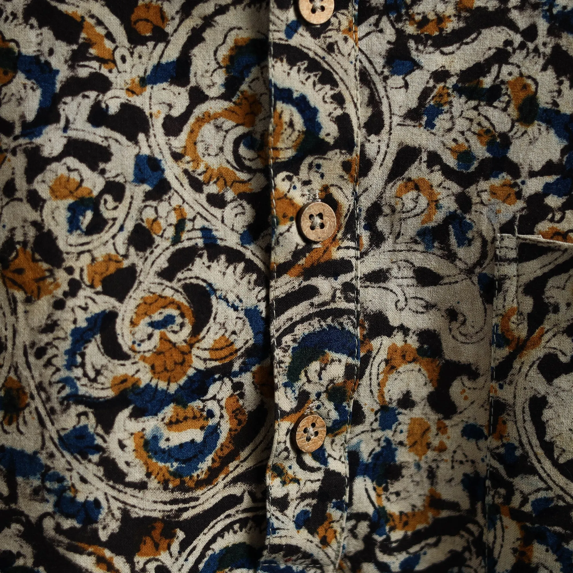 Hand Block Print Natural Dyed Cotton Short Kalamkari Kurta for Men 04 sold by Itokri product image thumbnail 4