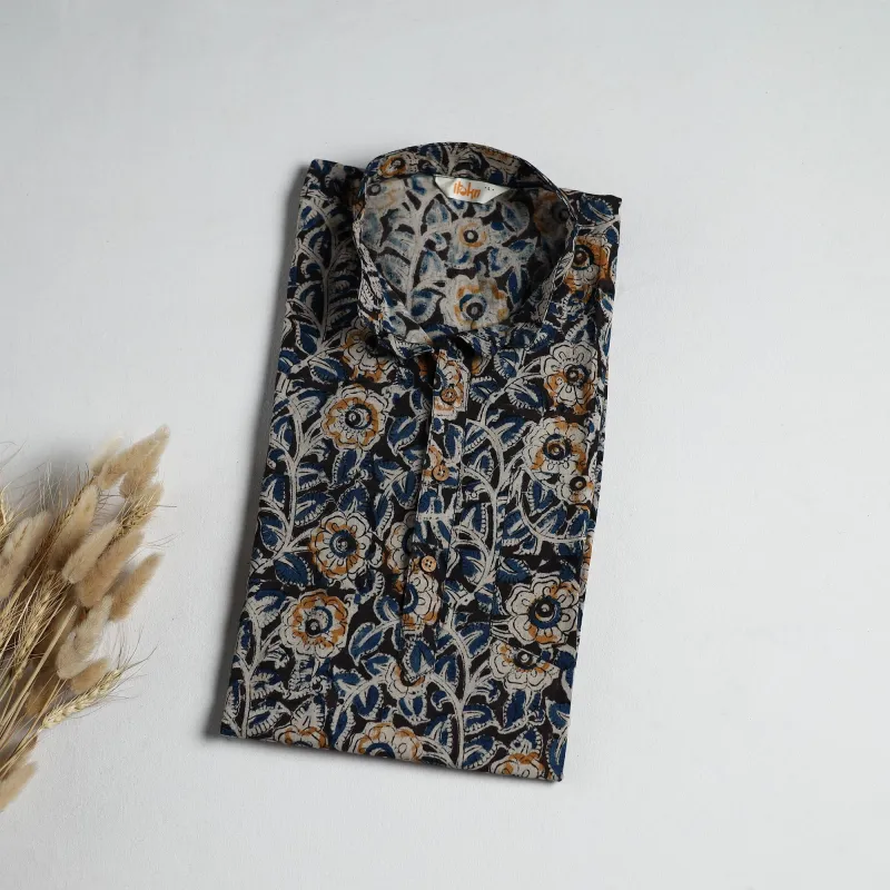 Hand Block Print Natural Dyed Cotton Short Kalamkari Kurta for Men 03 made by Itokri