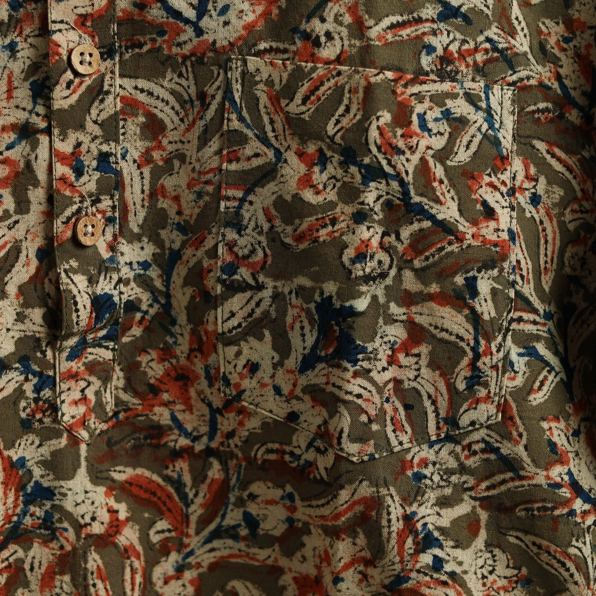 Hand Block Print Natural Dyed Cotton Short Kalamkari Kurta for Men 01 sold by Itokri product image thumbnail 4