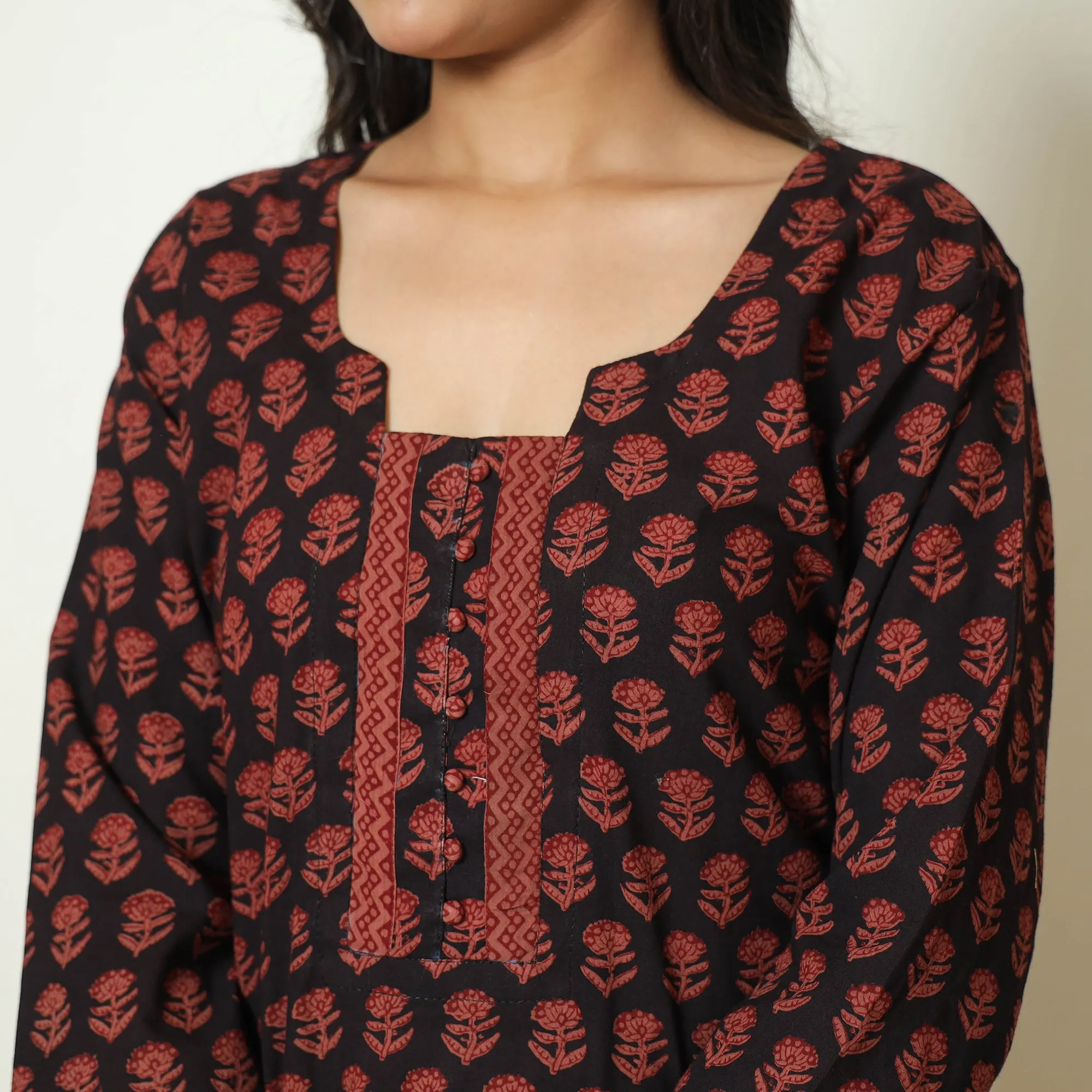 Multicolor - Bagh Block Printed Cotton Kurta with Palazzo & Dupatta Set 09 sold by Itokri product image thumbnail 5