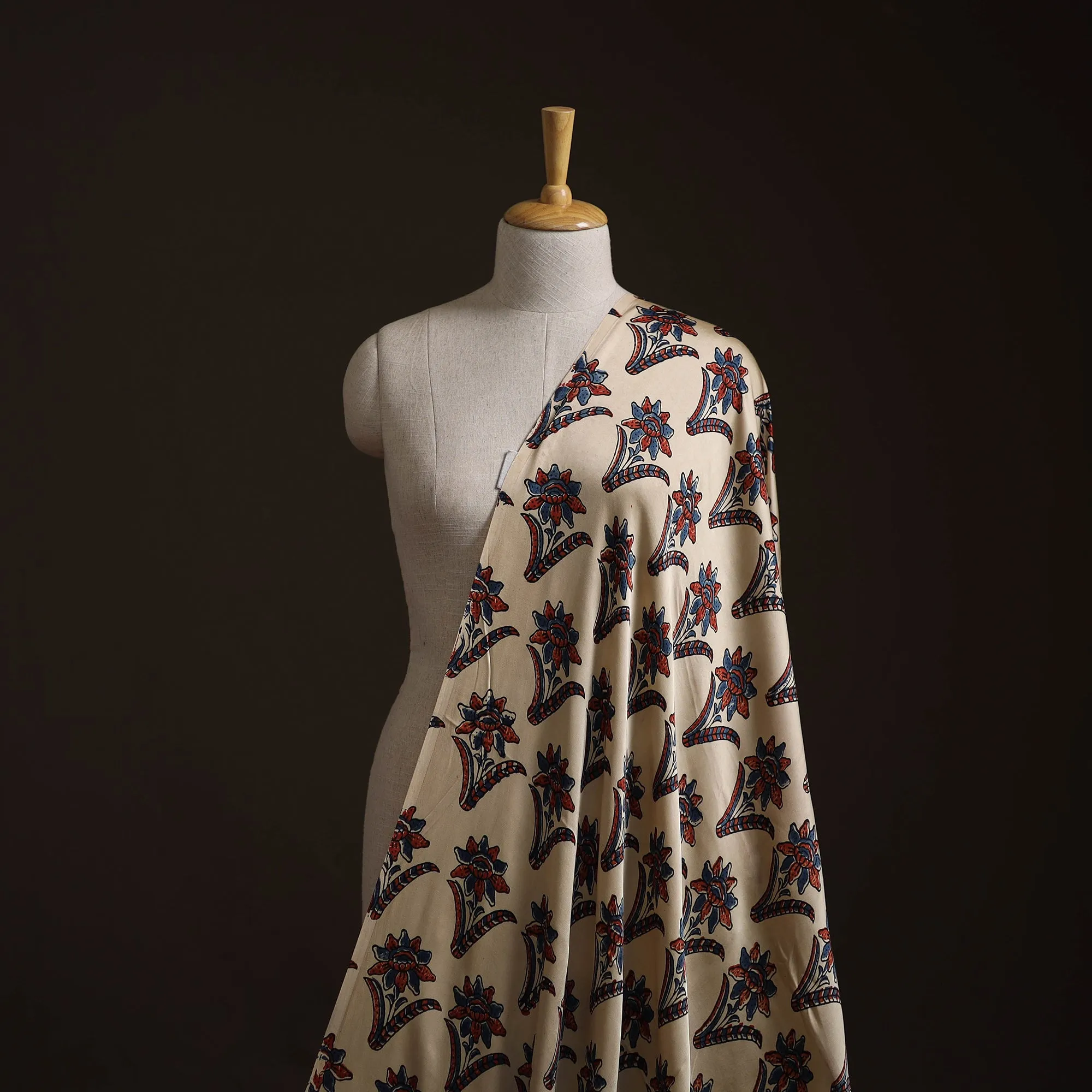 Ajrakh Hand Block Print Natural Dyed Modal Silk Fabric 73 sold by Itokri