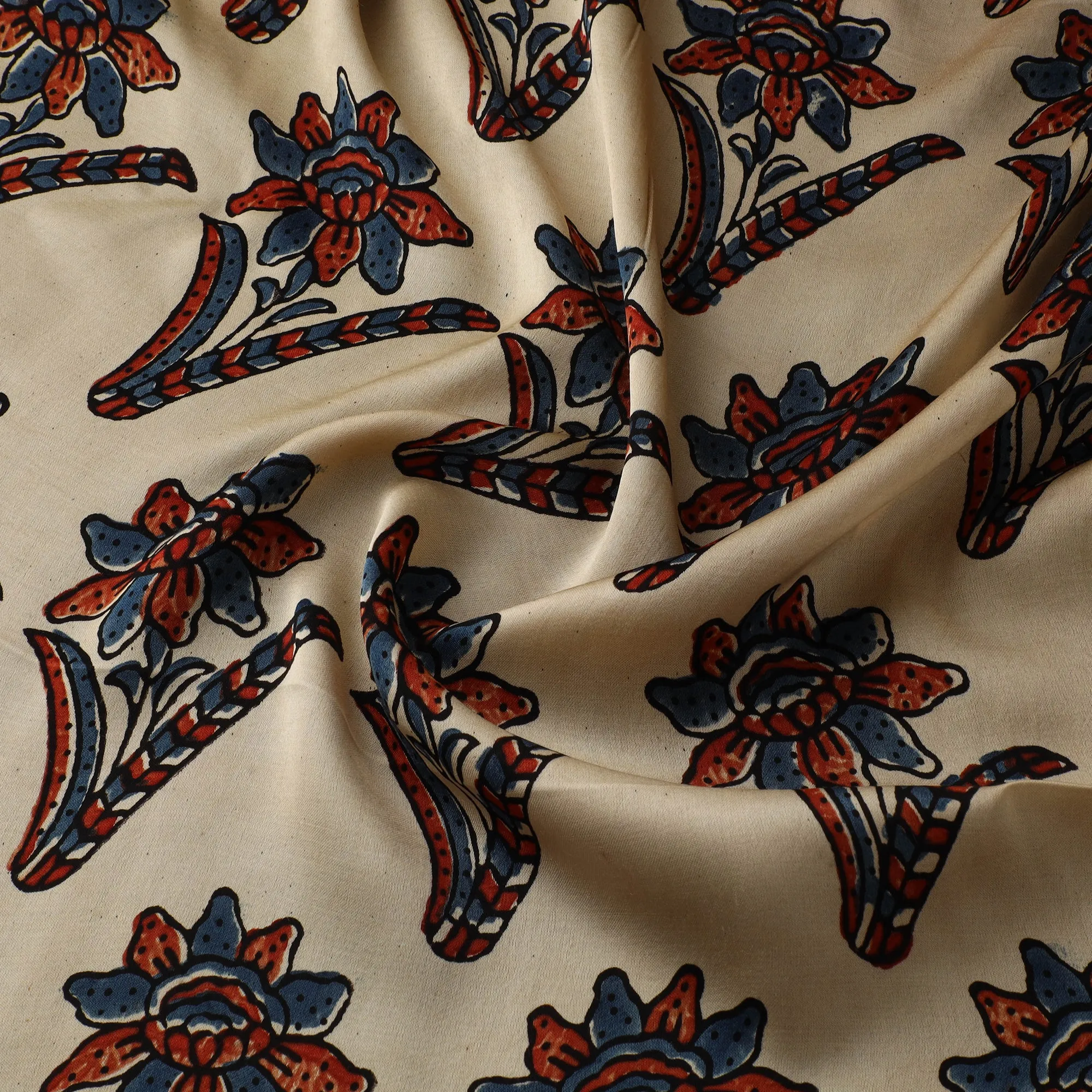 Ajrakh Hand Block Print Natural Dyed Modal Silk Fabric 73 sold by Itokri product image thumbnail 3