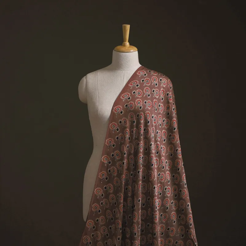 Ajrakh Hand Block Print Natural Dyed Modal Silk Fabric 65 made by Itokri
