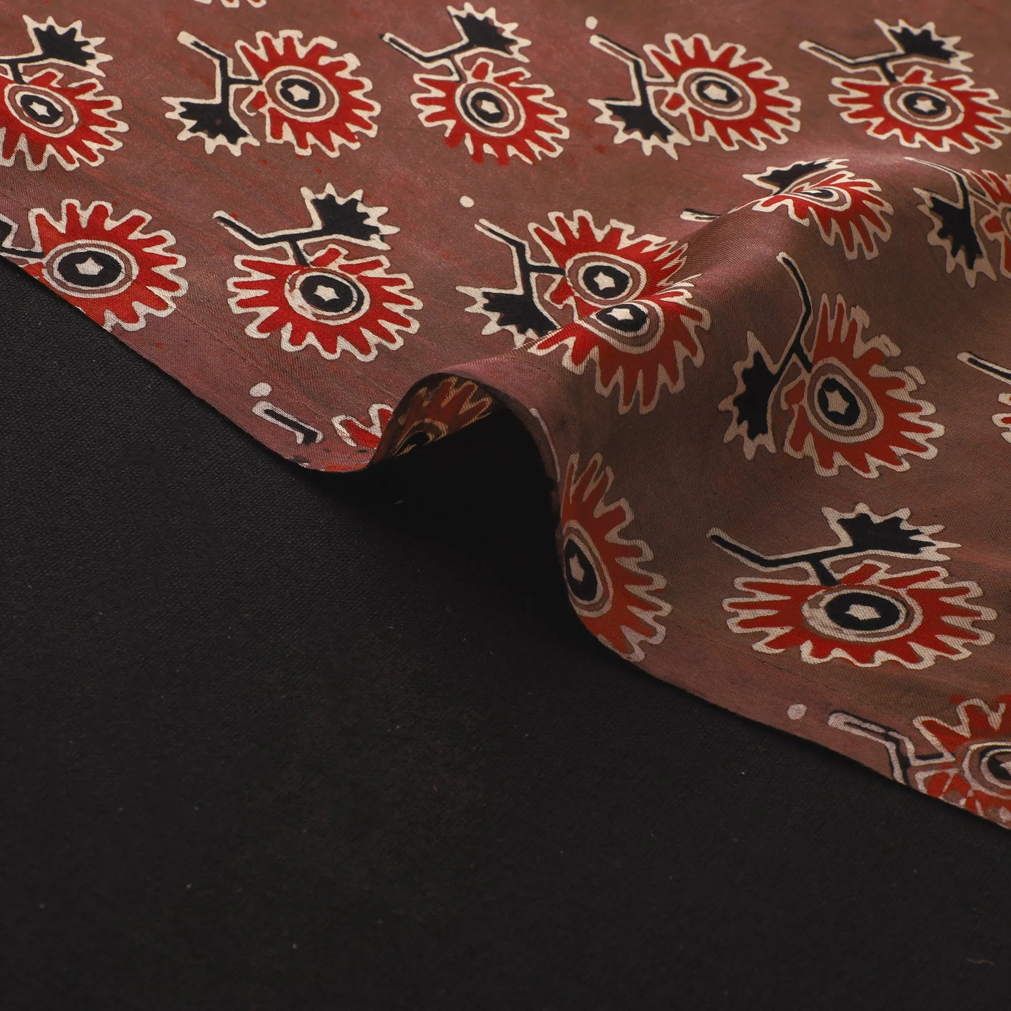 Ajrakh Hand Block Print Natural Dyed Modal Silk Fabric 65 sold by Itokri product image thumbnail 4