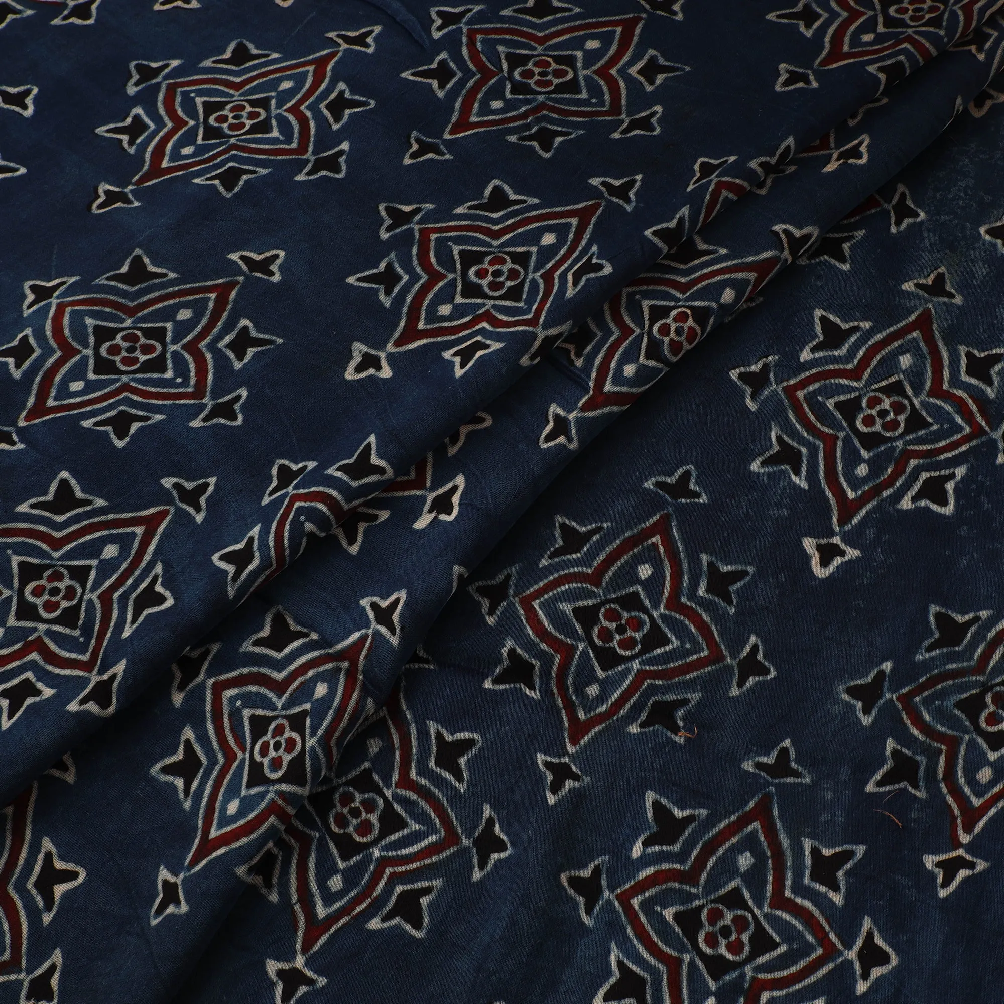 Blue - Ajrakh Hand Block Print Natural Dyed Modal Silk Fabric 48 sold by Itokri product image thumbnail 2