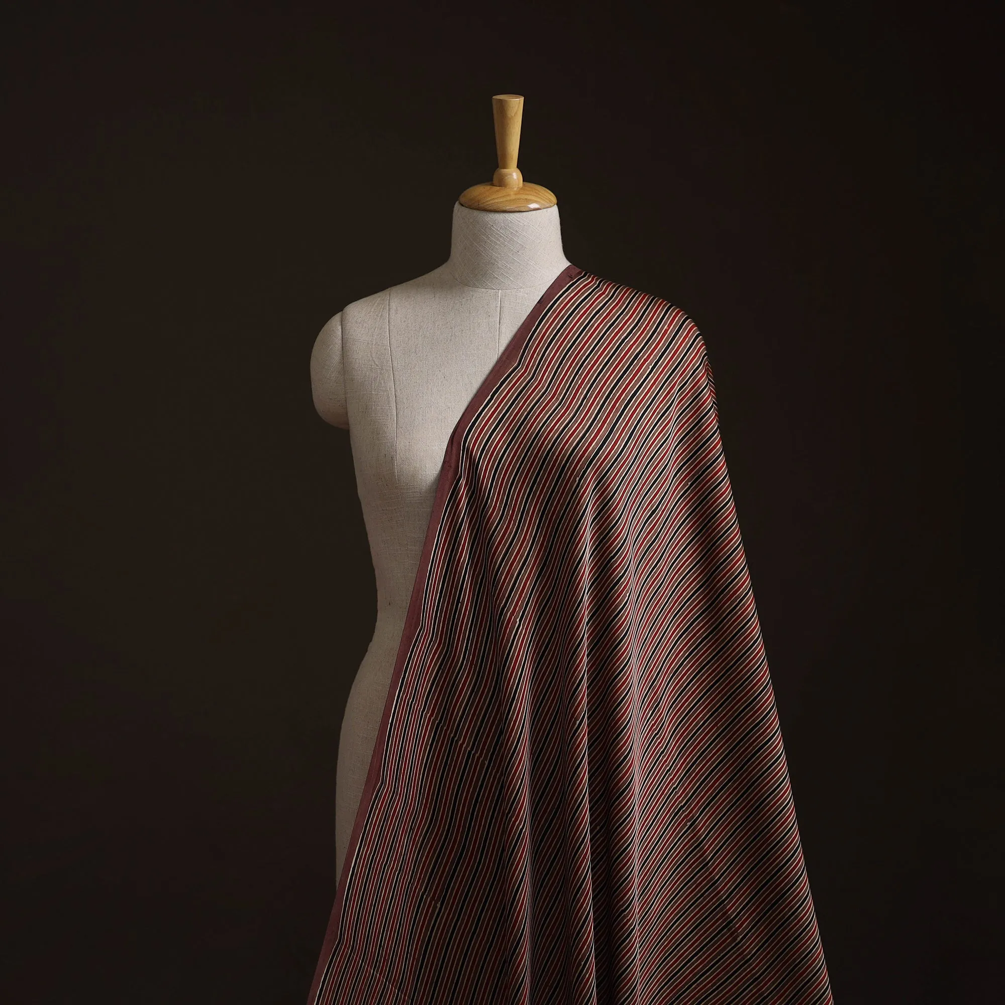 Brown - Ajrakh Hand Block Print Natural Dyed Modal Silk Fabric 42 sold by Itokri