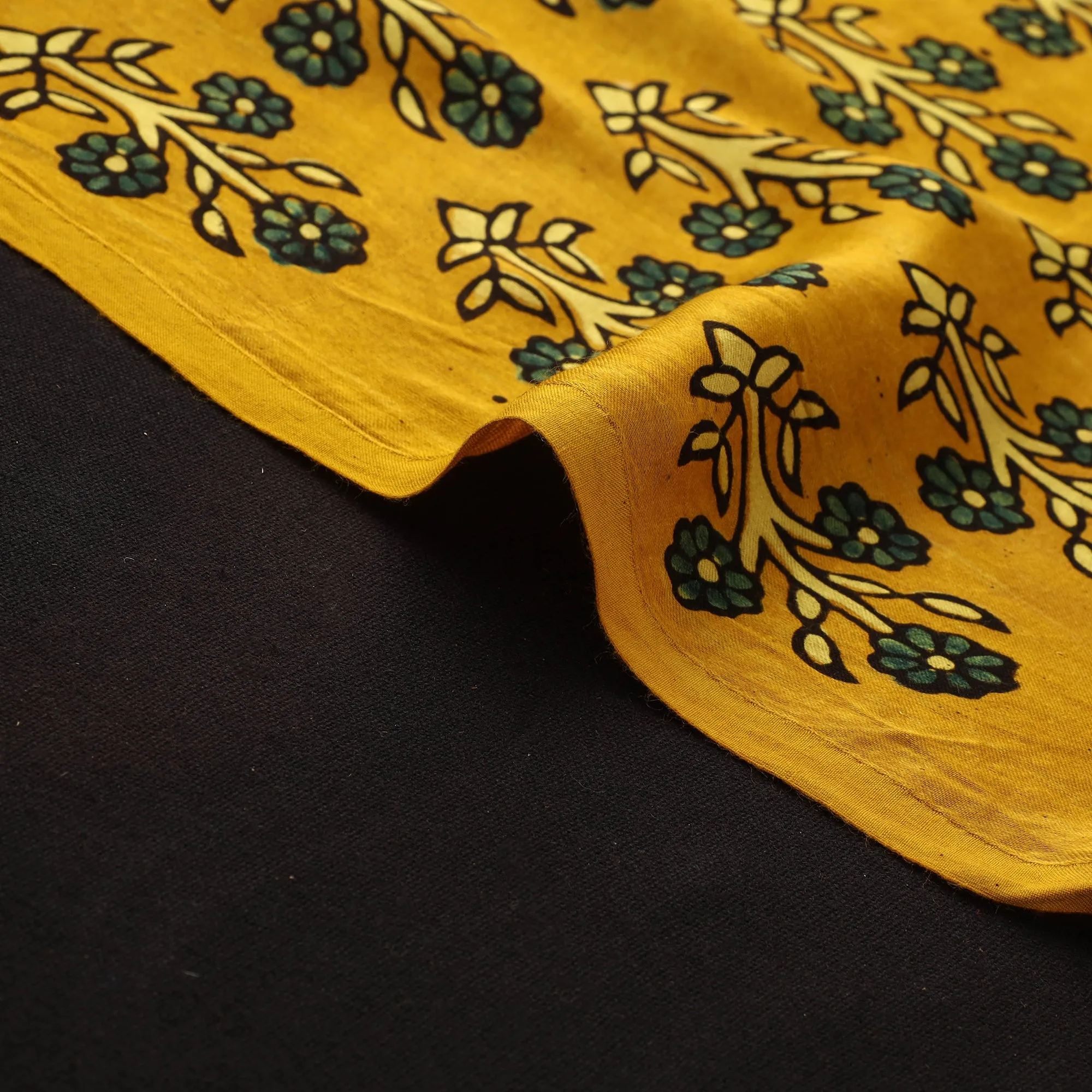 Yellow - Ajrakh Hand Block Print Natural Dyed Modal Silk Fabric 34 sold by Itokri product image thumbnail 4