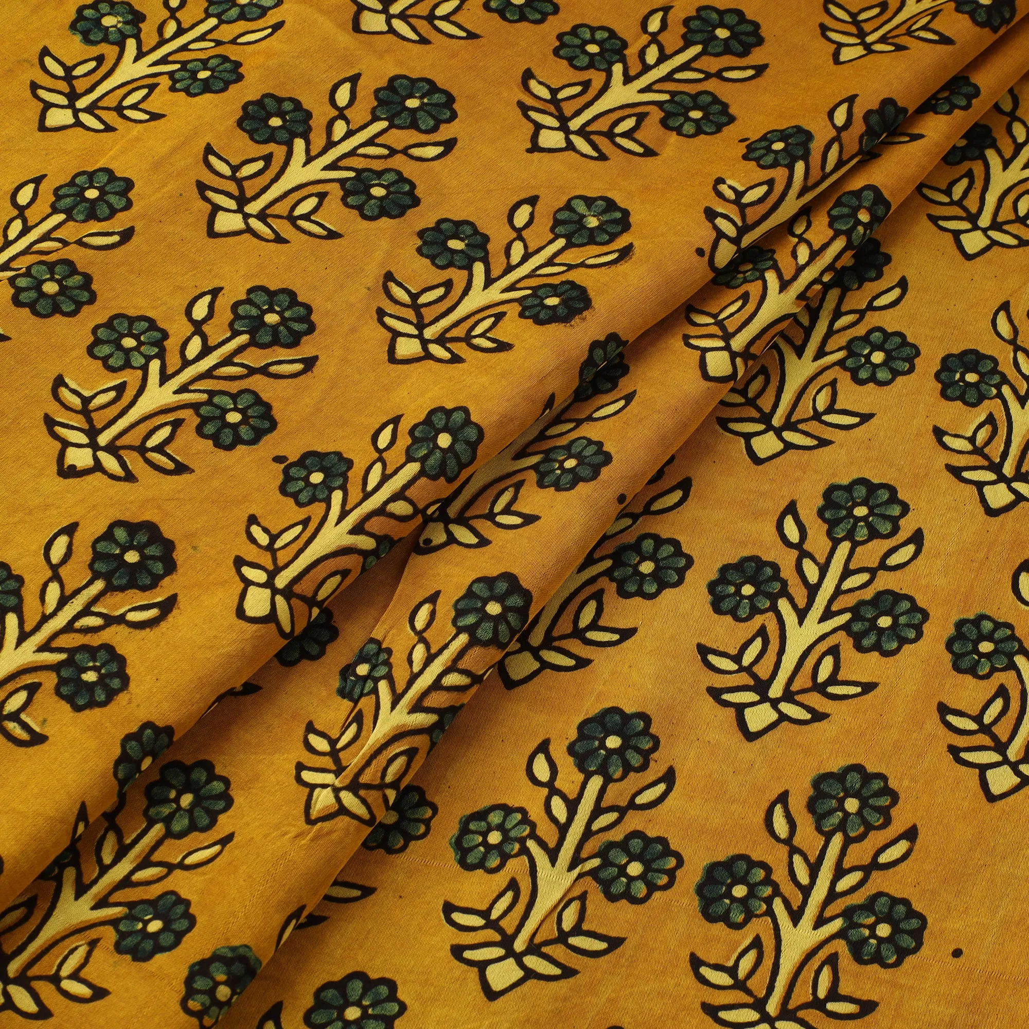 Yellow - Ajrakh Hand Block Print Natural Dyed Modal Silk Fabric 34 sold by Itokri product image thumbnail 2