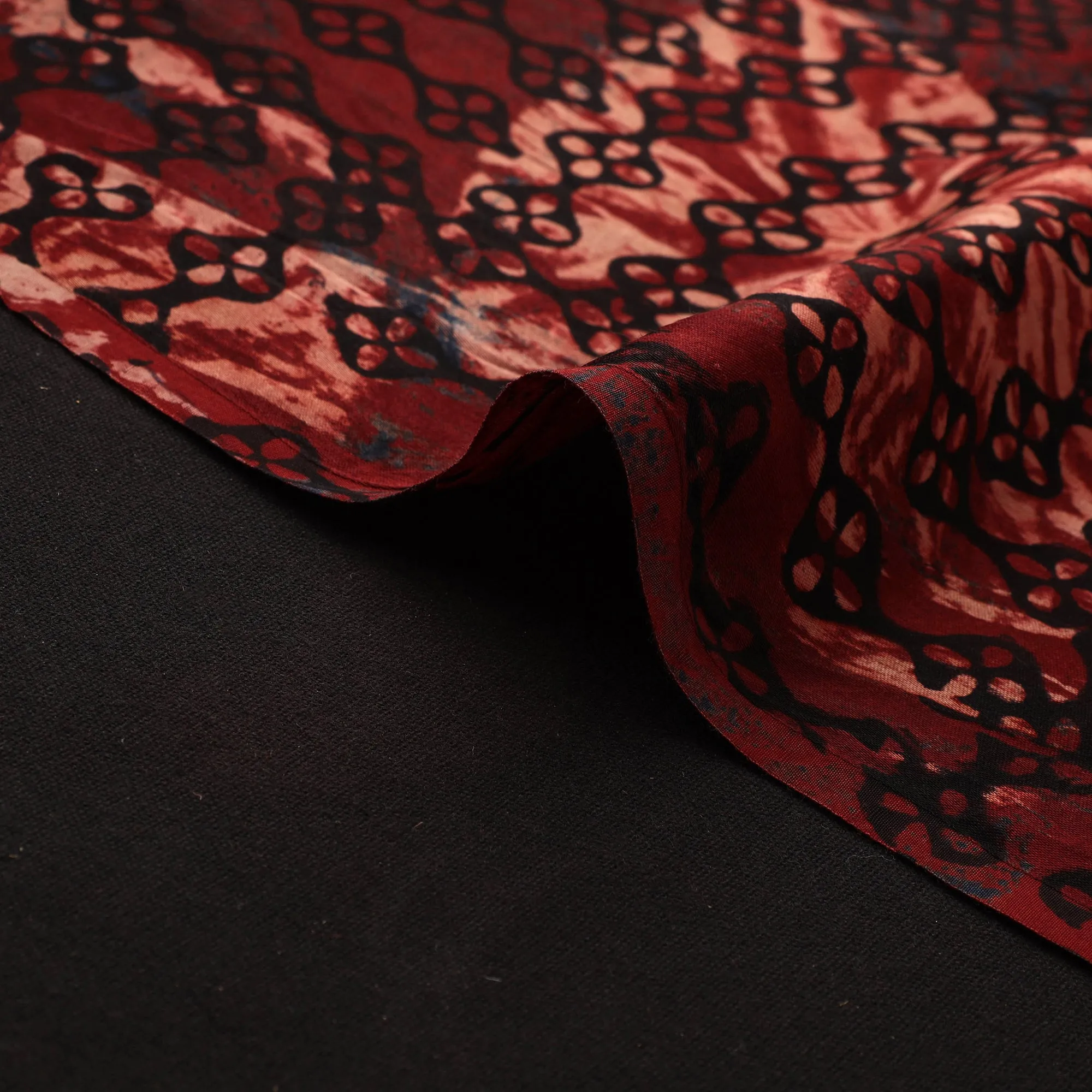 Red - Ajrakh Hand Block Print Natural Dyed Modal Silk Fabric 28 sold by Itokri product image thumbnail 4