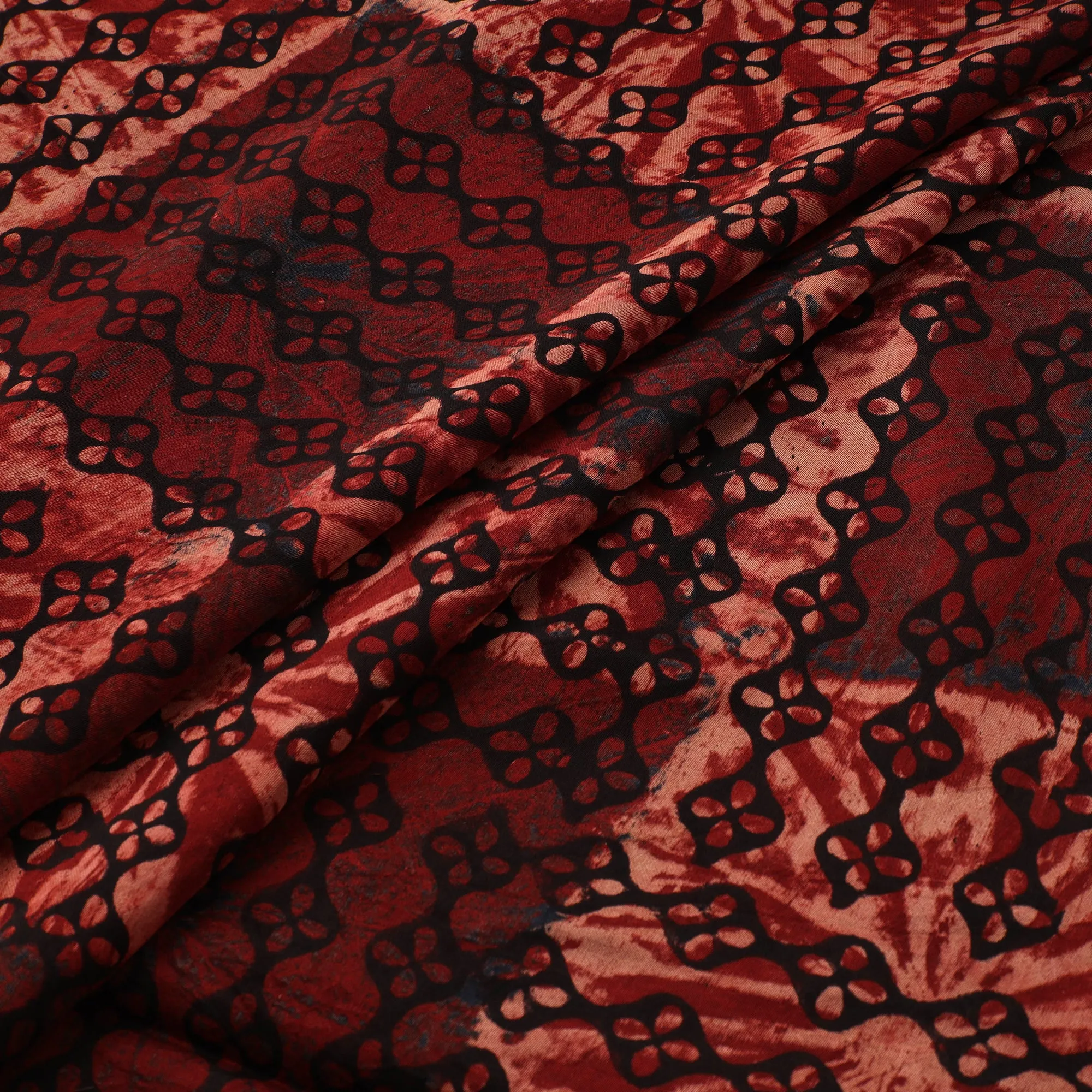 Red - Ajrakh Hand Block Print Natural Dyed Modal Silk Fabric 28 sold by Itokri product image thumbnail 2