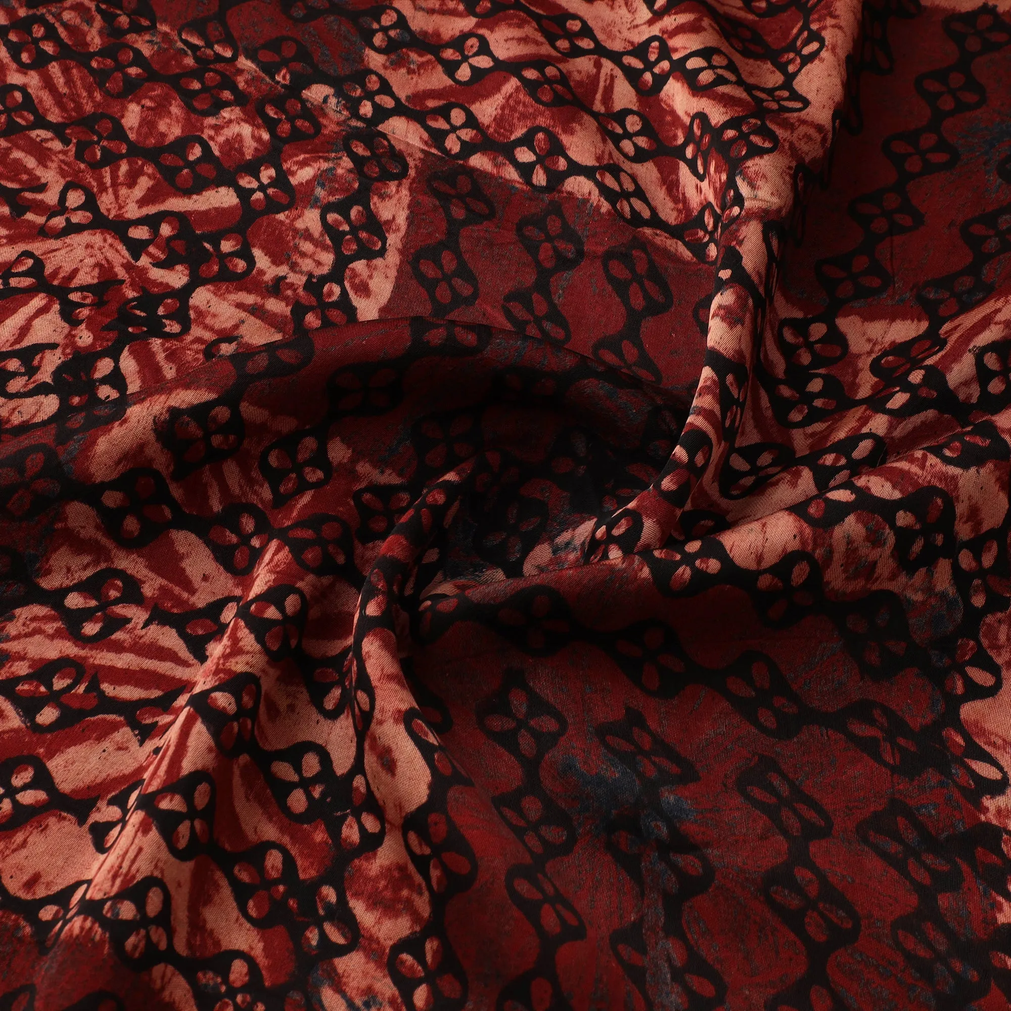Red - Ajrakh Hand Block Print Natural Dyed Modal Silk Fabric 28 sold by Itokri product image thumbnail 3