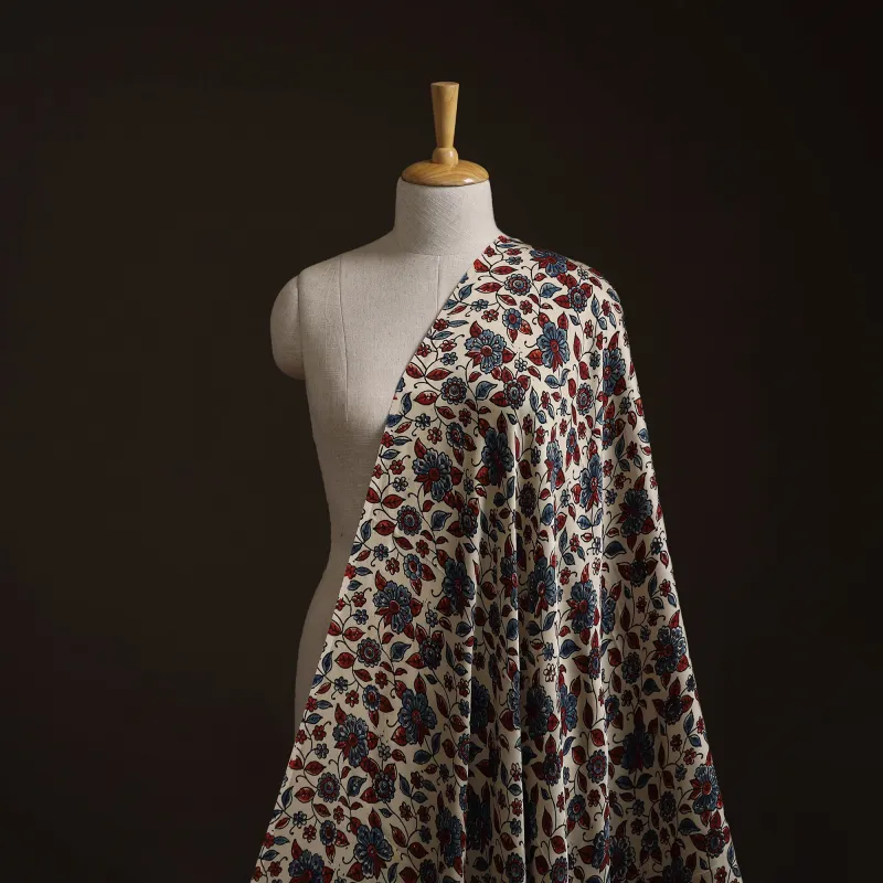 Multicolor - Ajrakh Hand Block Print Natural Dyed Modal Silk Fabric 17 made by Itokri