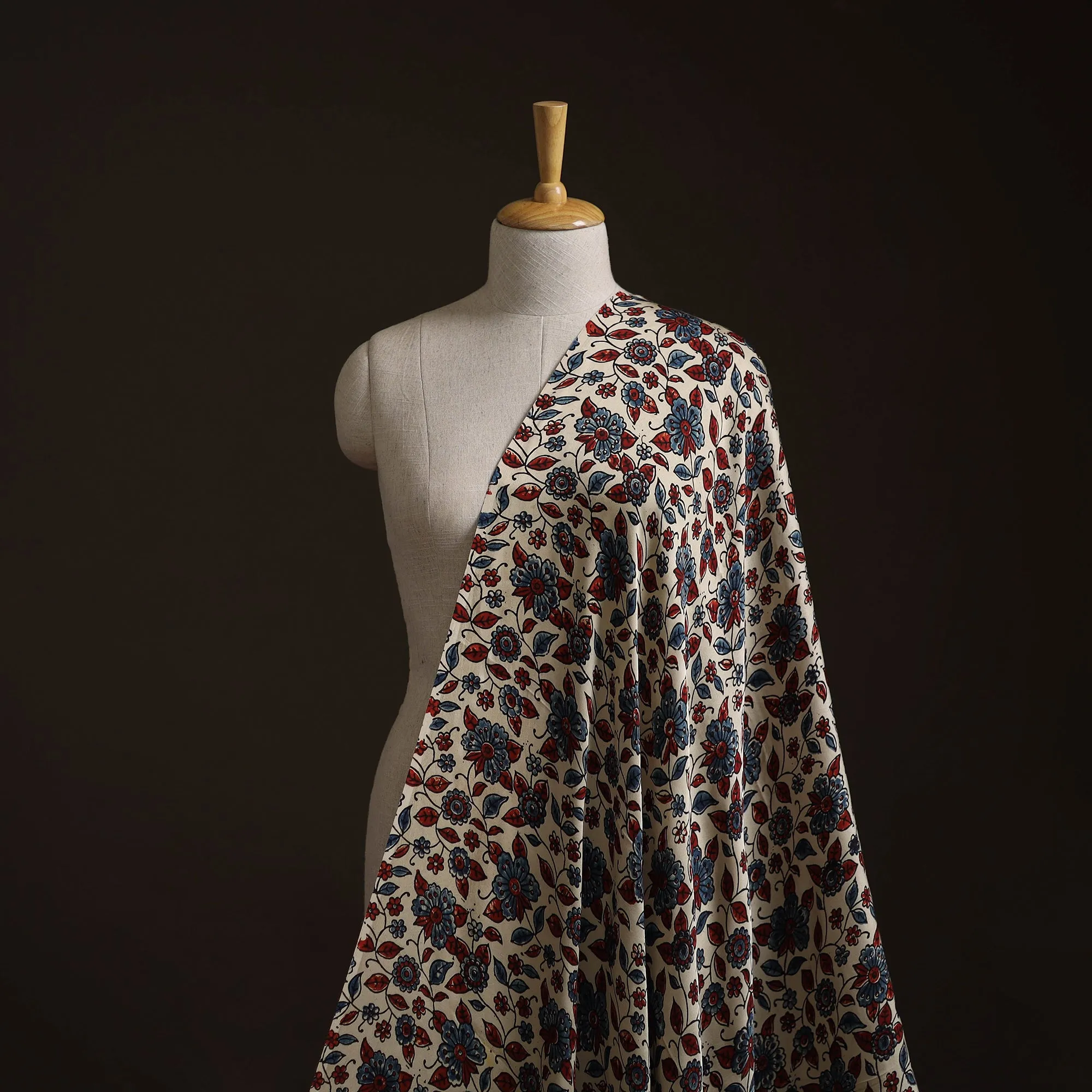 Multicolor - Ajrakh Hand Block Print Natural Dyed Modal Silk Fabric 17 sold by Itokri