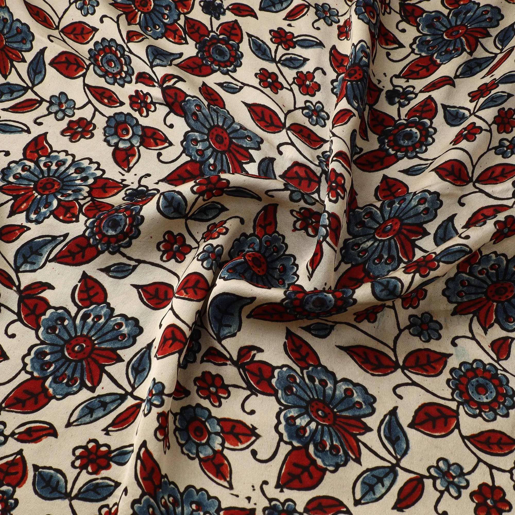 Multicolor - Ajrakh Hand Block Print Natural Dyed Modal Silk Fabric 17 sold by Itokri product image thumbnail 3