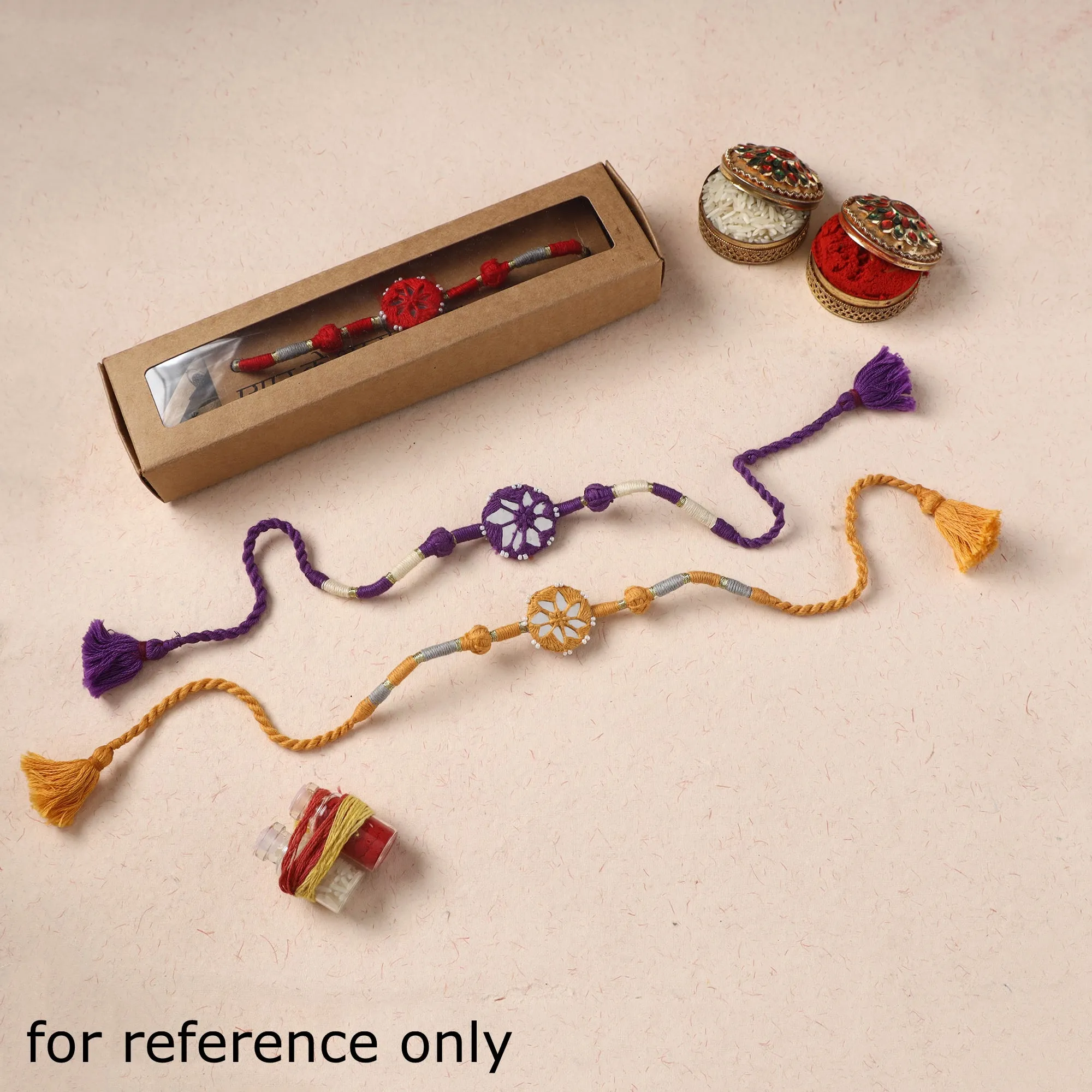 Handmade Patwa Thread & Mirror Work Rakhi 03 sold by Itokri product image thumbnail 3