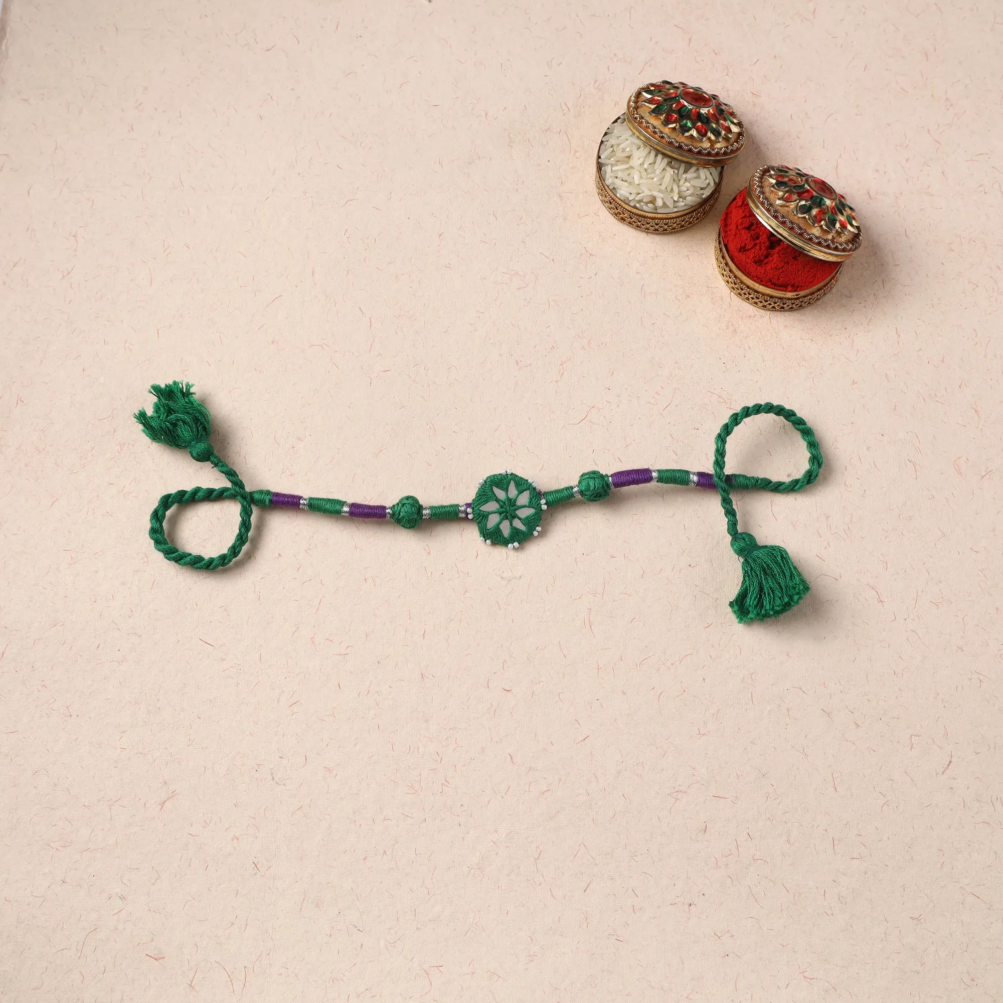 Handmade Patwa Thread & Mirror Work Rakhi 03 sold by Itokri