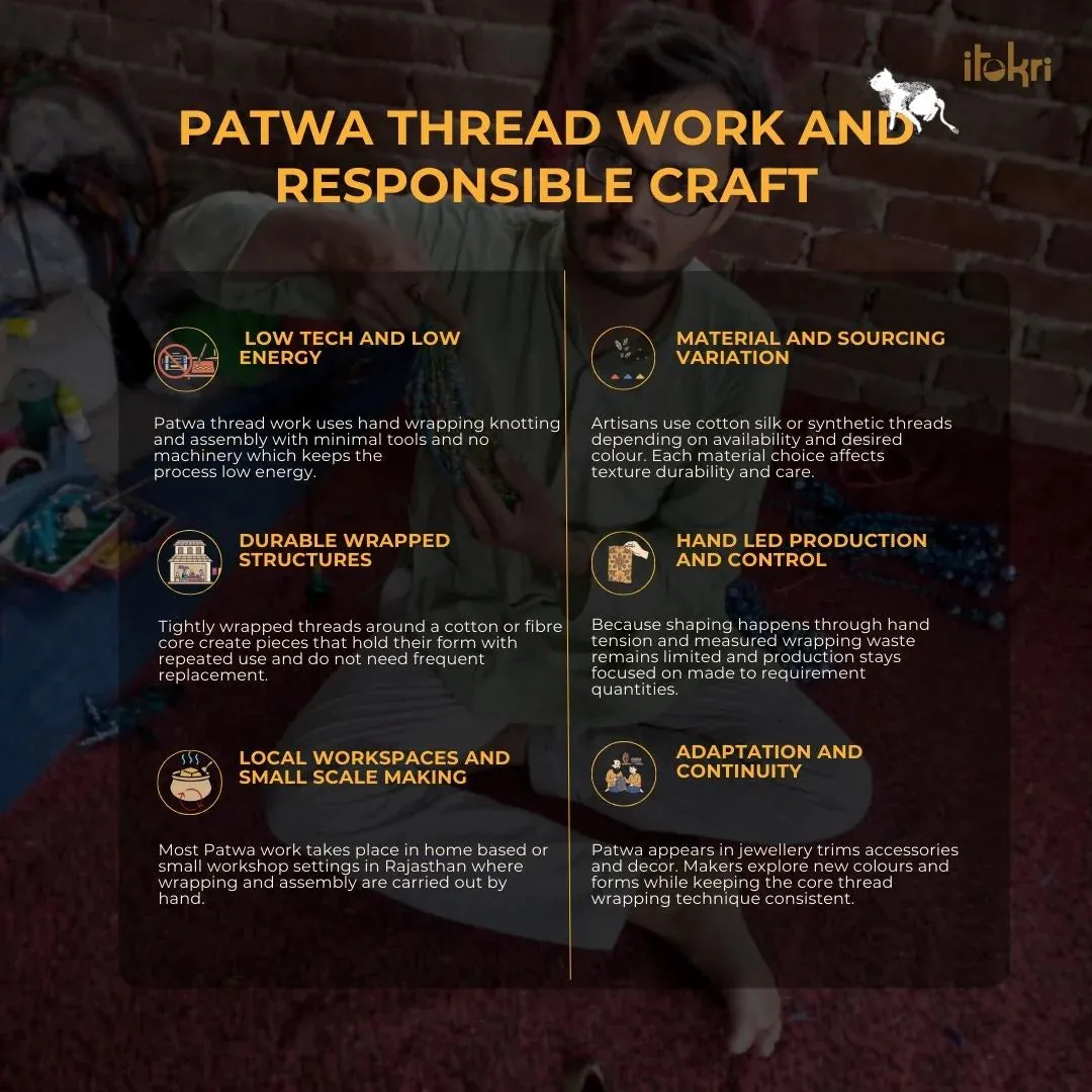 Handmade Patwa Thread & Mirror Work Rakhi 03 sold by Itokri product image thumbnail 5