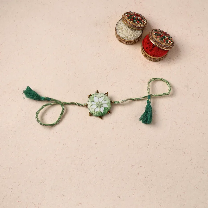 Handmade Thread & Mirror Work Rakhi 08 made by Itokri