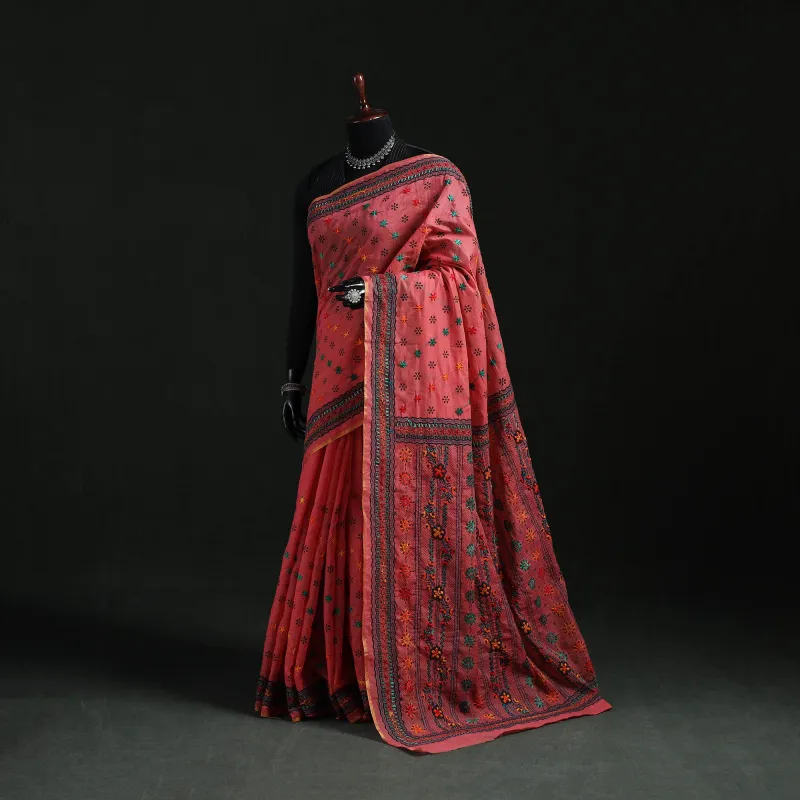 Bengal Kantha Hand Embroidery Silk Cotton Chapa Work Saree 61 made by Itokri