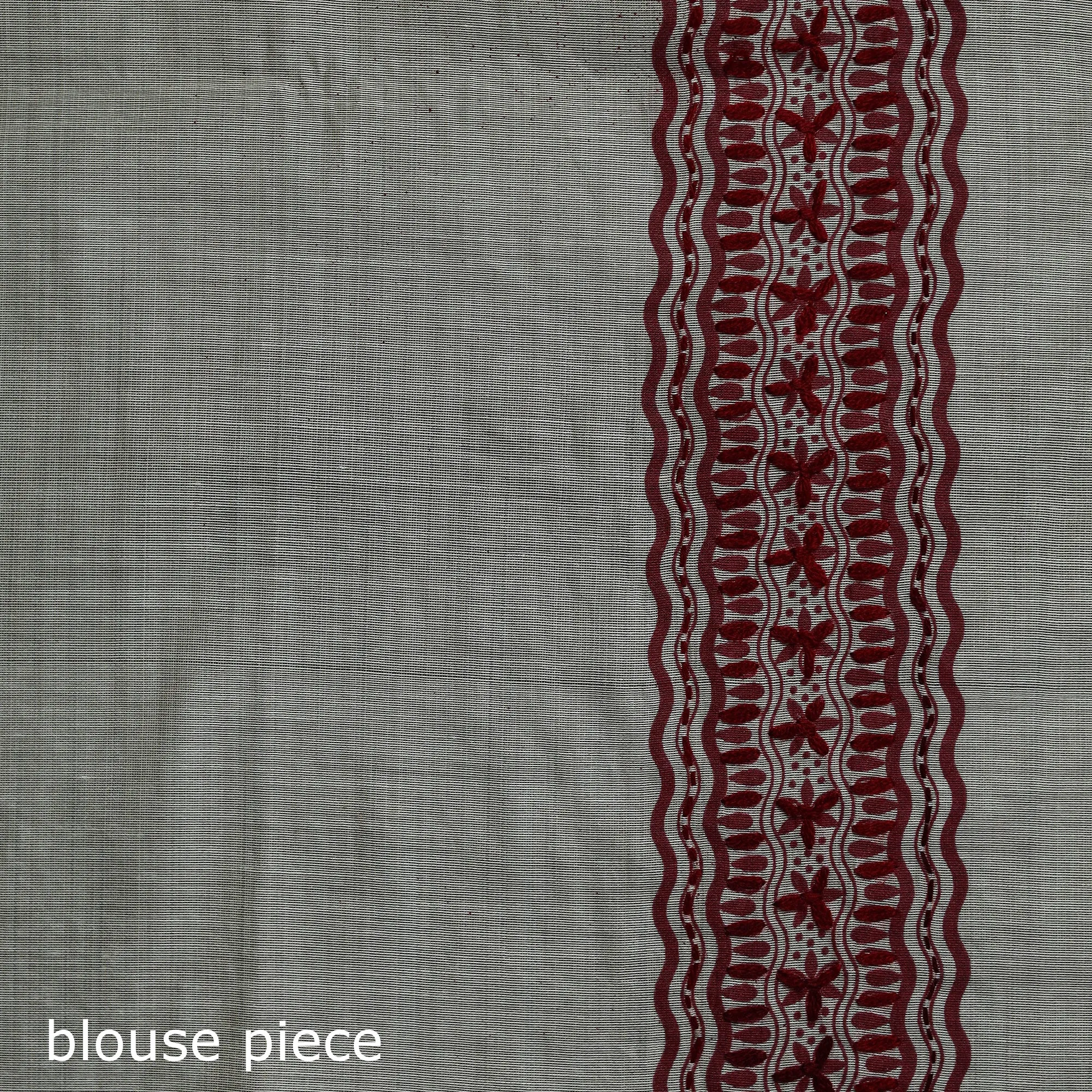 White - Hand Embroidered Silk Cotton Chapa Work Saree 01 sold by Itokri product image thumbnail 5