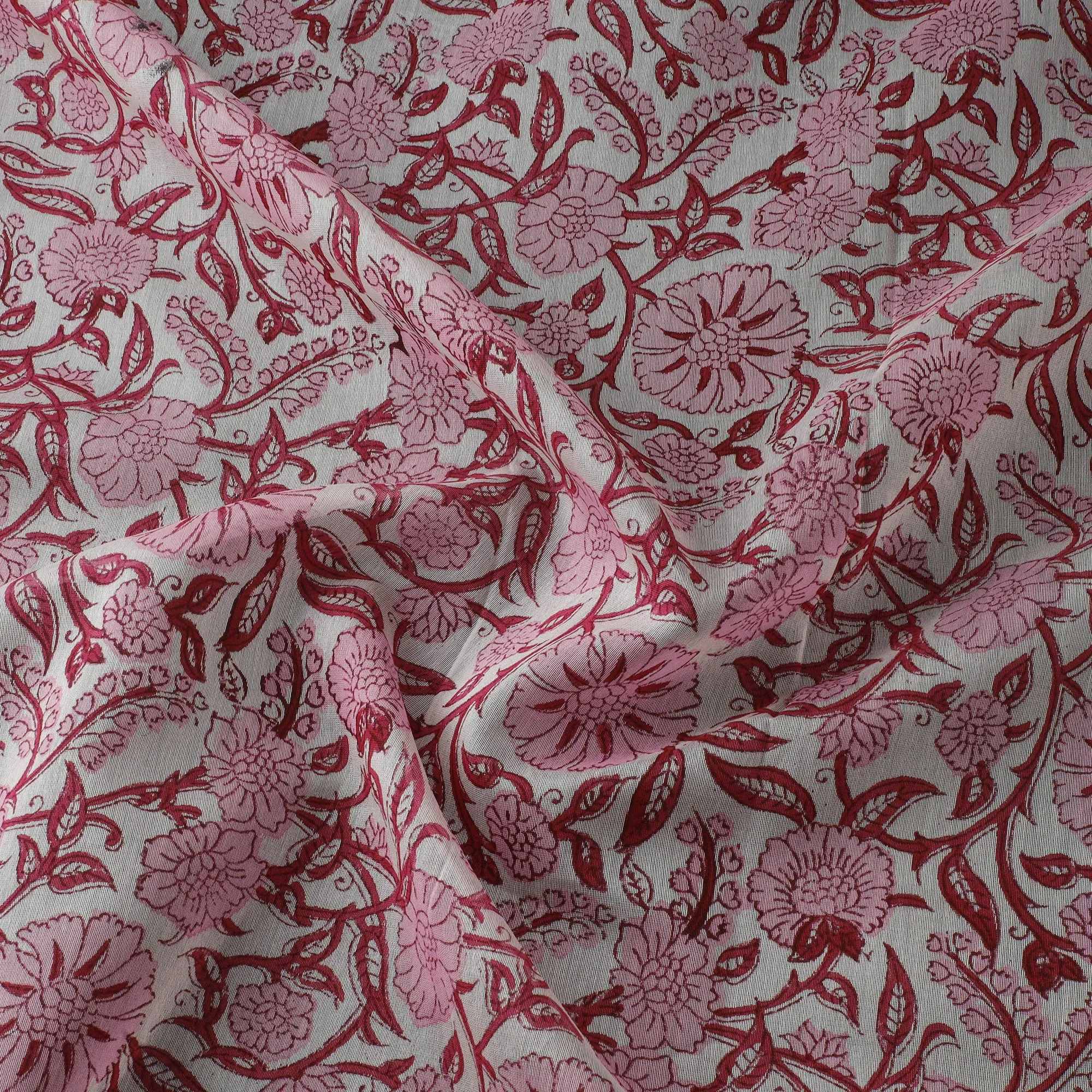 Sanganeri Hand Block Print Chanderi Silk Fabric 10 sold by Itokri product image thumbnail 3