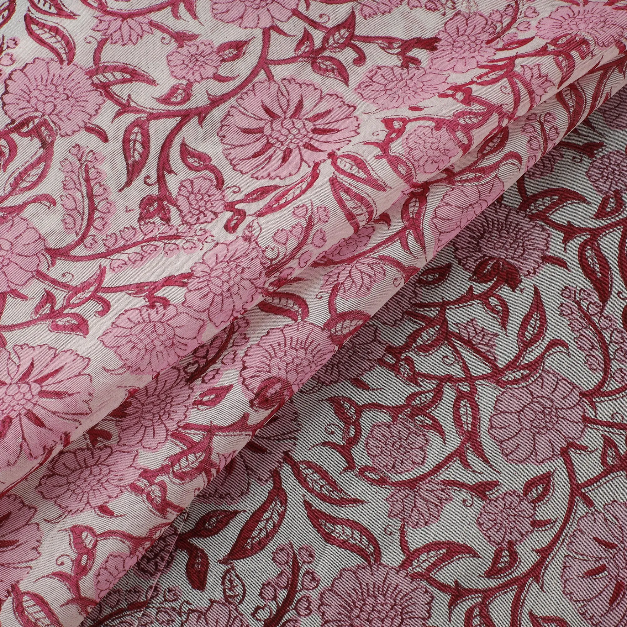 Sanganeri Hand Block Print Chanderi Silk Fabric 10 sold by Itokri
