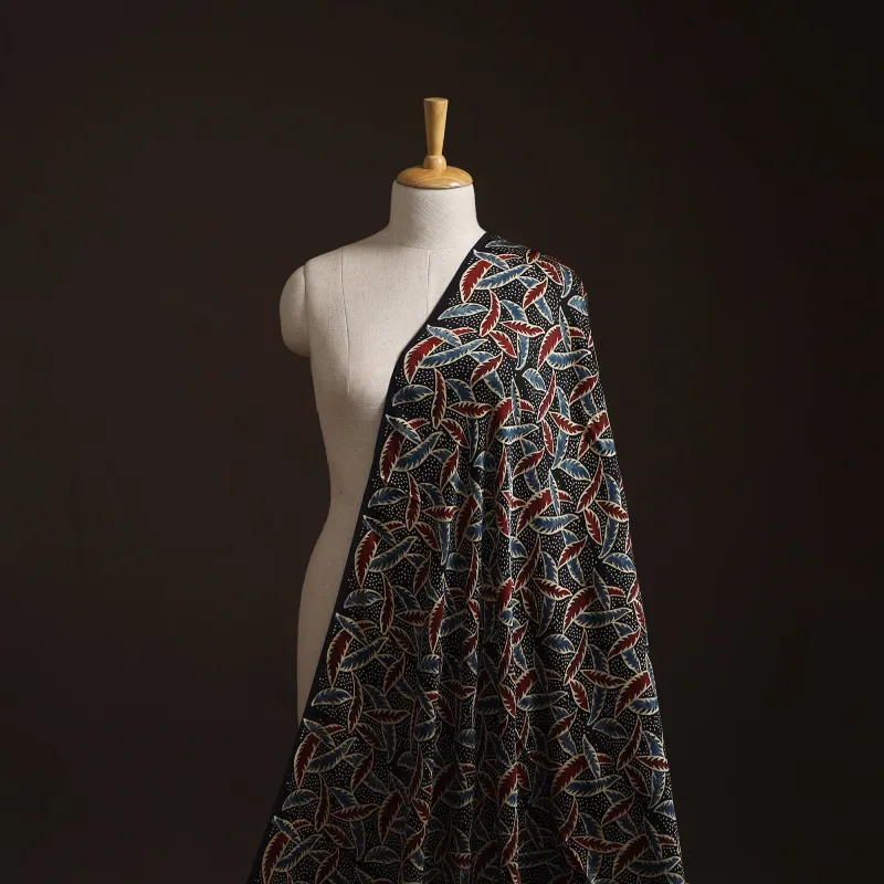 Black - Ajrakh Hand Block Print Natural Dyed Modal Silk Fabric 72 made by Itokri