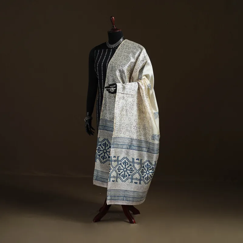 Sanganeri Hand Block Print Chanderi Silk Dupatta 54 made by Itokri
