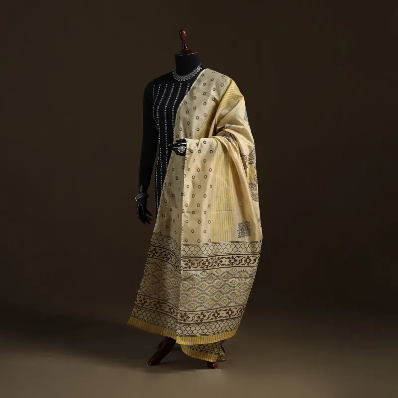Sanganeri Hand Block Print Chanderi Silk Dupatta 49 made by Itokri