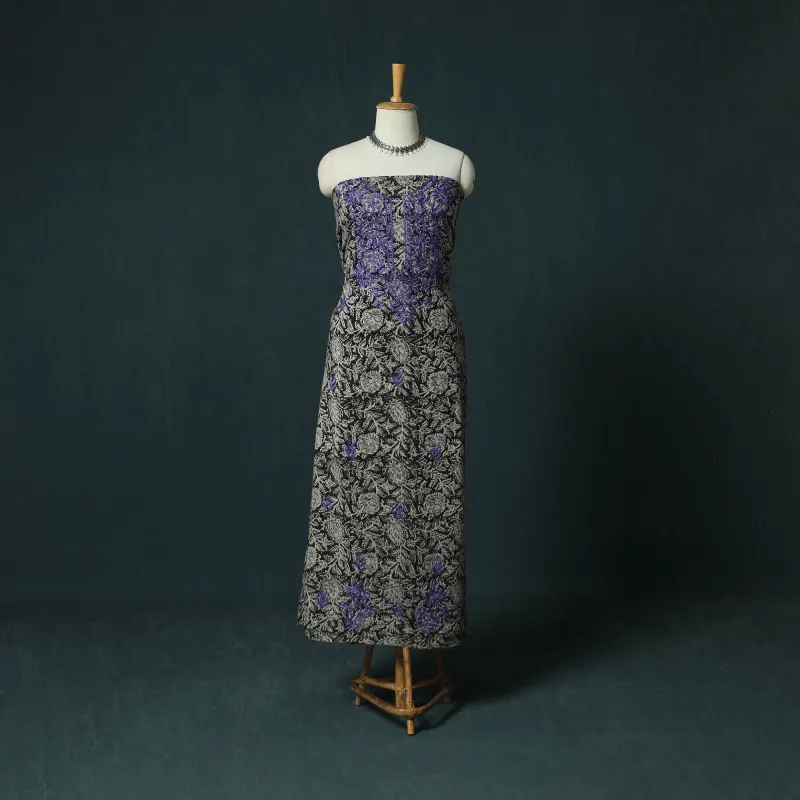 Lucknowi Chikankari Hand Embroidered Kalamkari Cotton Unstitched Kurta Material (2.5M) 22 made by Itokri