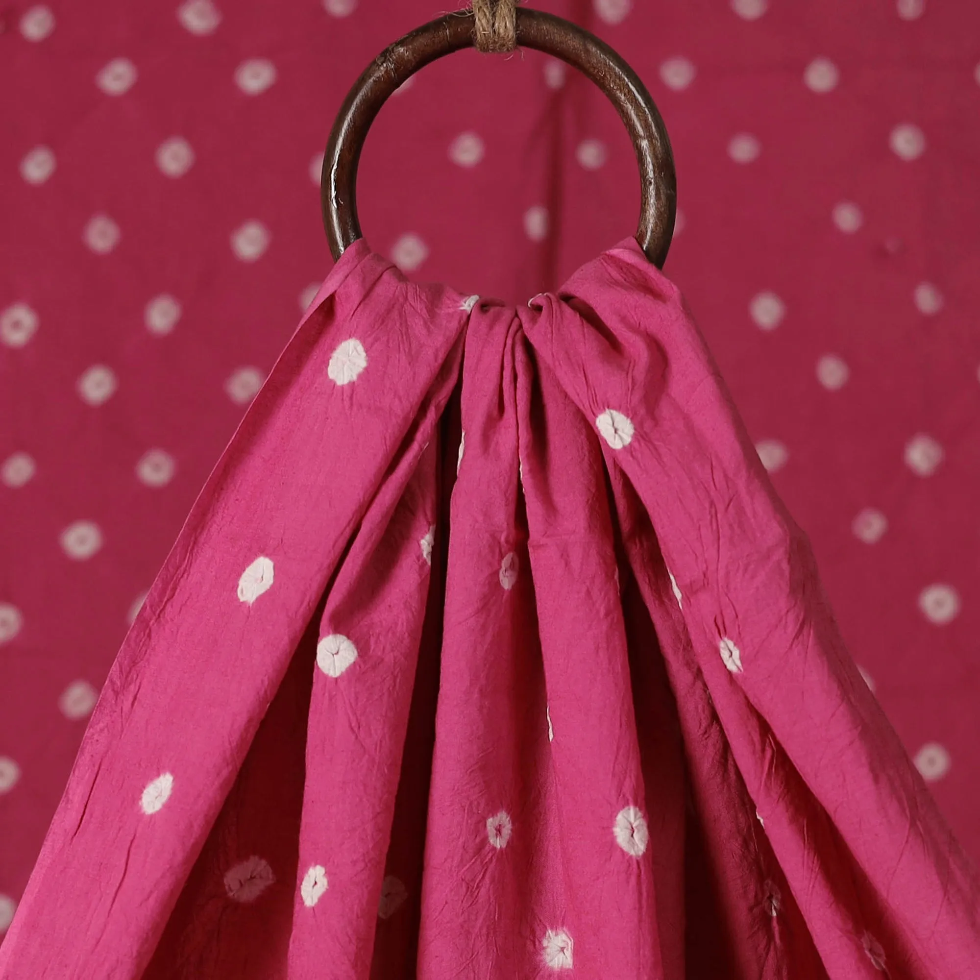 Pink - Kutch Bandhani Tie-Dye Pure Mul Cotton Fabric 27 sold by Itokri product image thumbnail 3
