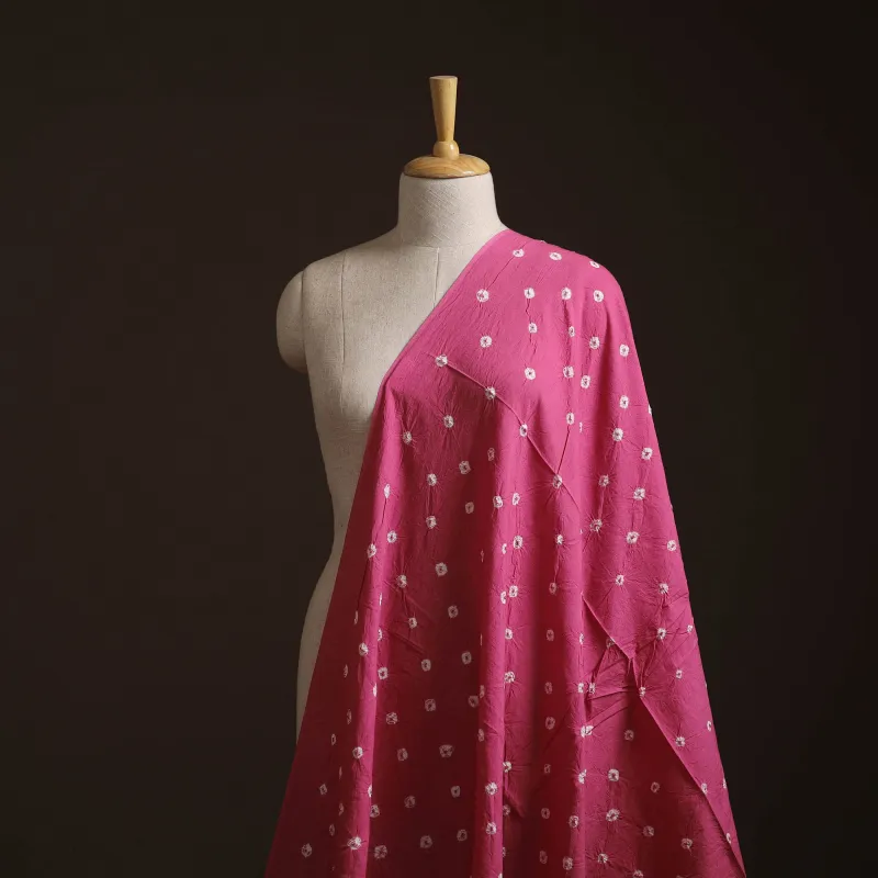 Pink - Kutch Bandhani Tie-Dye Pure Mul Cotton Fabric 27 made by Itokri
