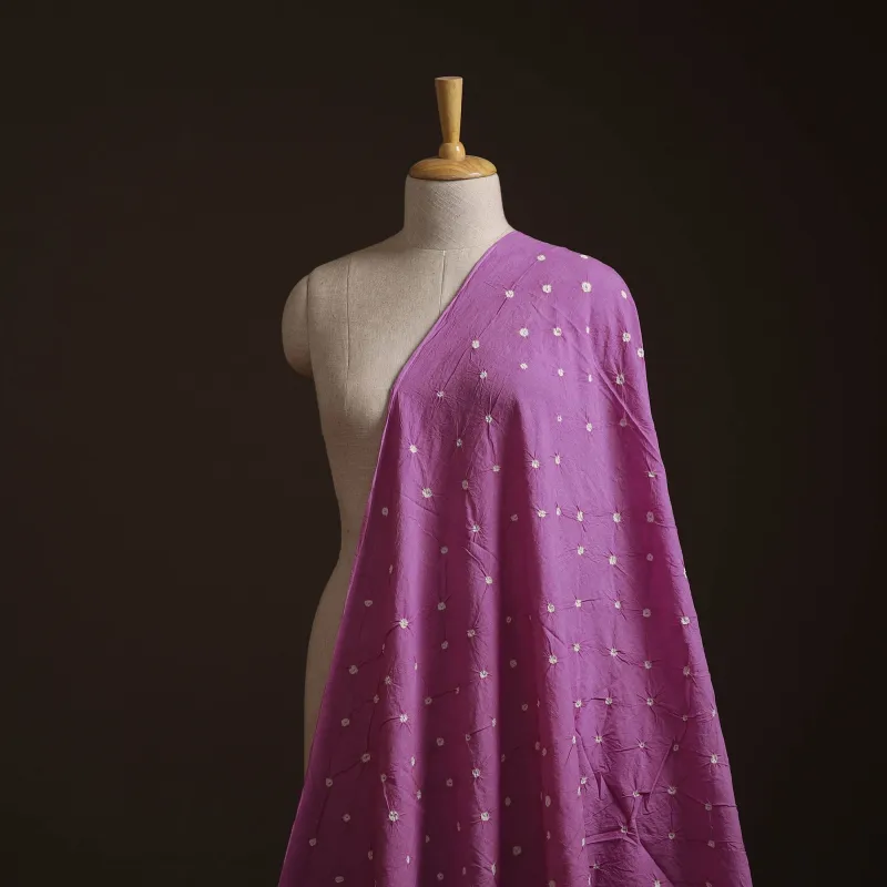 Purple - Kutch Bandhani Tie-Dye Pure Mul Cotton Fabric 25 made by Itokri