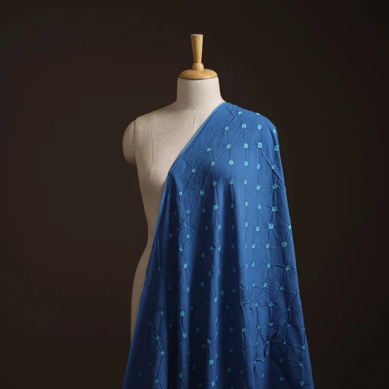 Blue - Kutch Bandhani Tie-Dye Pure Mul Cotton Fabric 22 made by Itokri