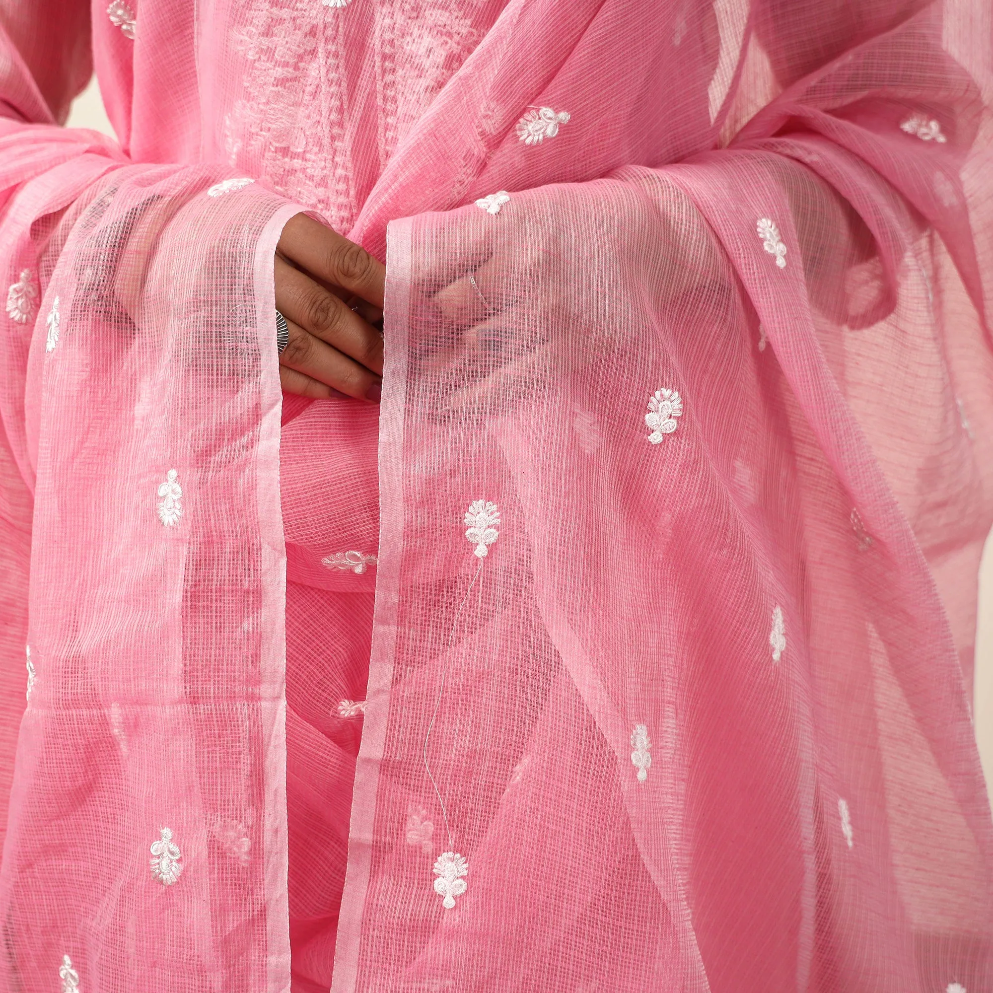 Kota Doria Embroidered Kurta with Palazzo & Dupatta Set 01 sold by Itokri product image thumbnail 5