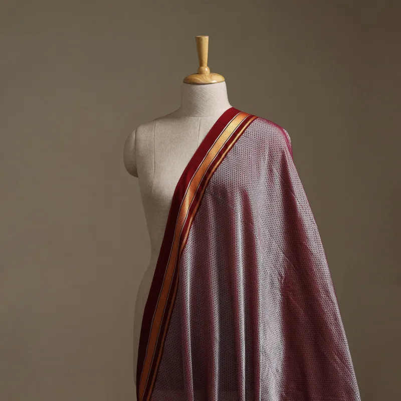 Maroon - Karnataka Weave Cotton Khun Fabric 06 made by Itokri