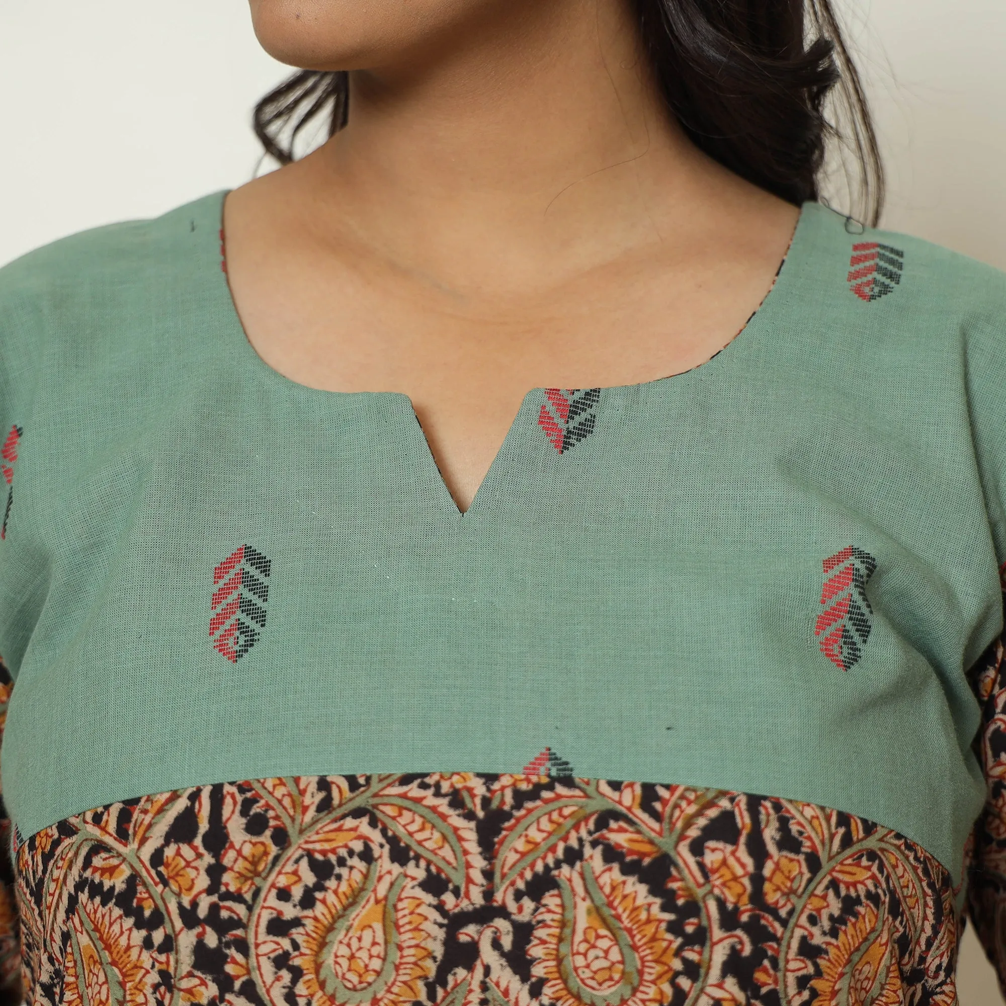 Multicolor - Block Print Cotton Straight Kalamkari Kurta 01 sold by Itokri product image thumbnail 5