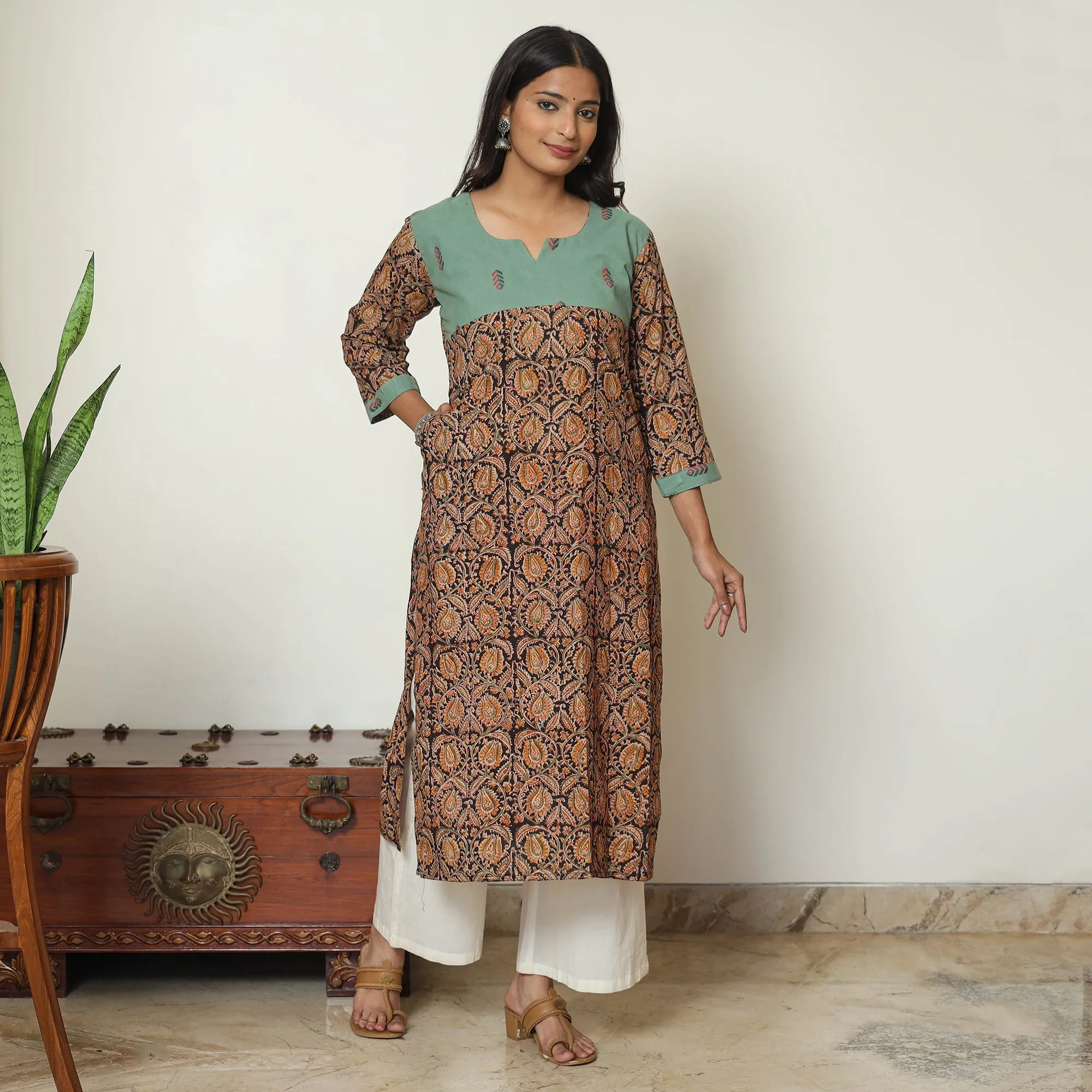 Multicolor - Block Print Cotton Straight Kalamkari Kurta 01 sold by Itokri product image thumbnail 2