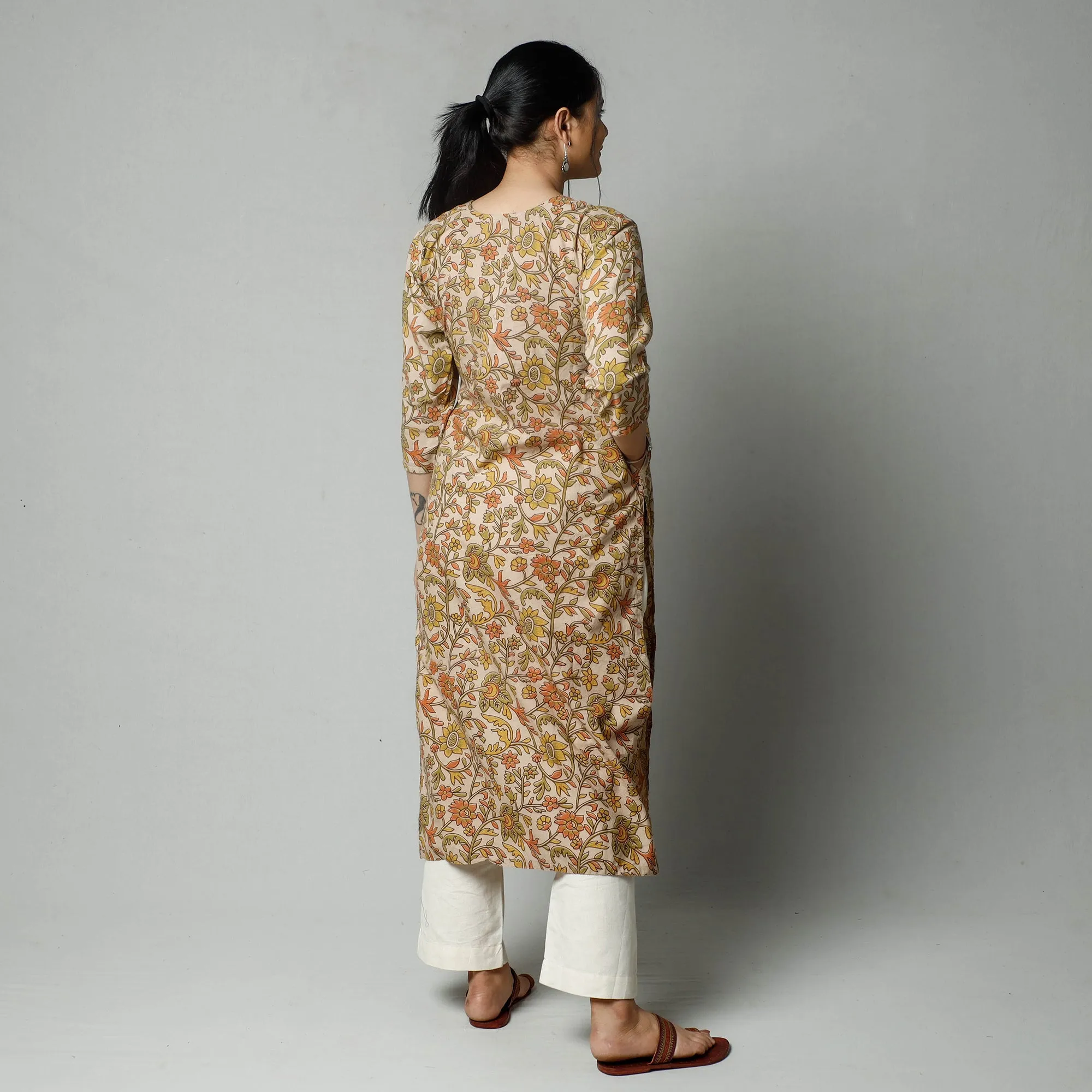 Beige - Kalamkari Printed Cotton Kurta sold by Itokri product image thumbnail 4