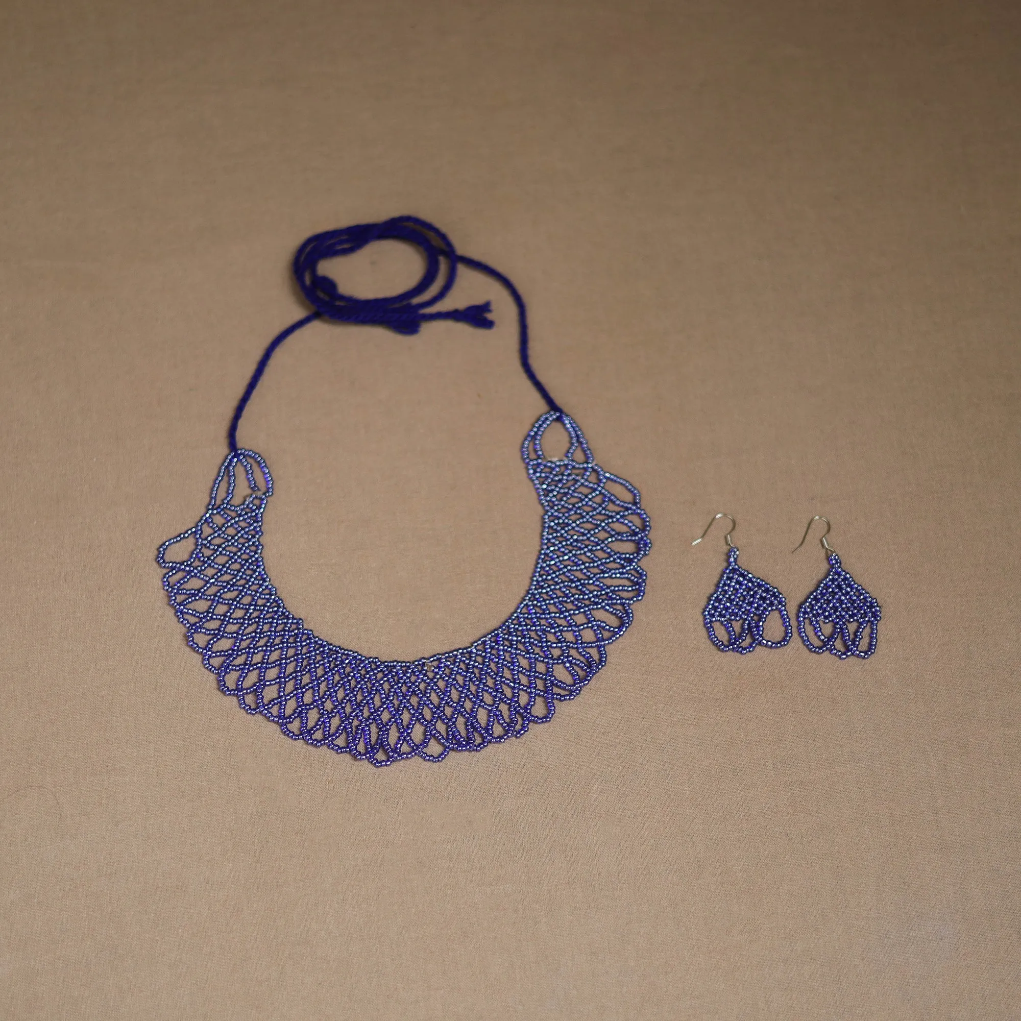 Blue - Handmade Beadwork Jaali Necklace Set 76 sold by Itokri product image thumbnail 2