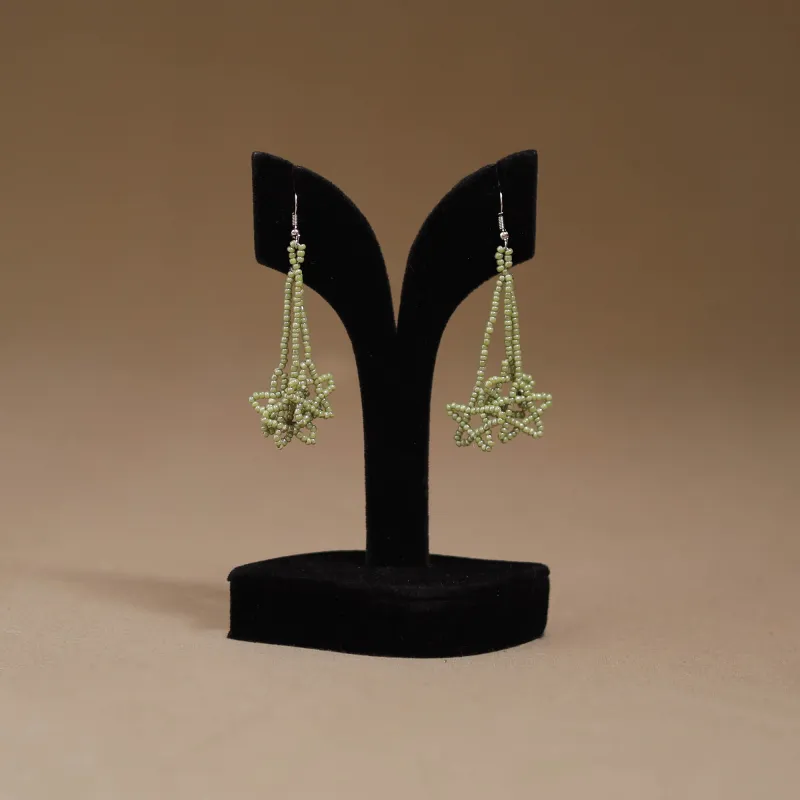Green - Handmade Beadwork Earrings 64 made by Itokri