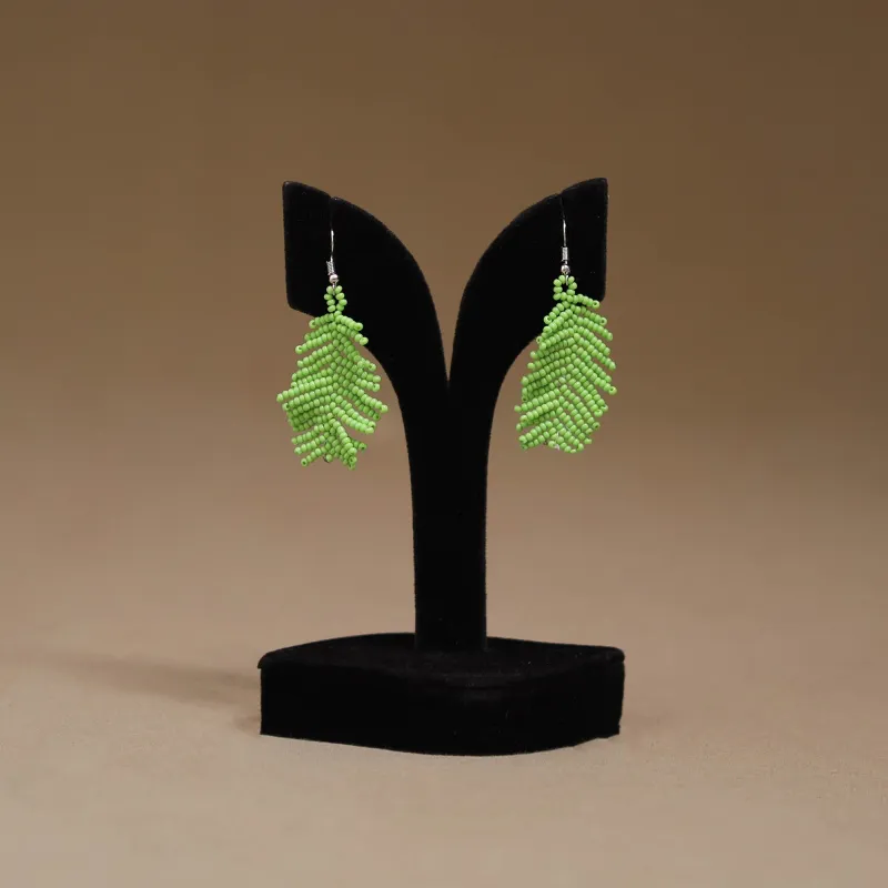 Green - Handmade Beadwork Earrings 33 made by Itokri
